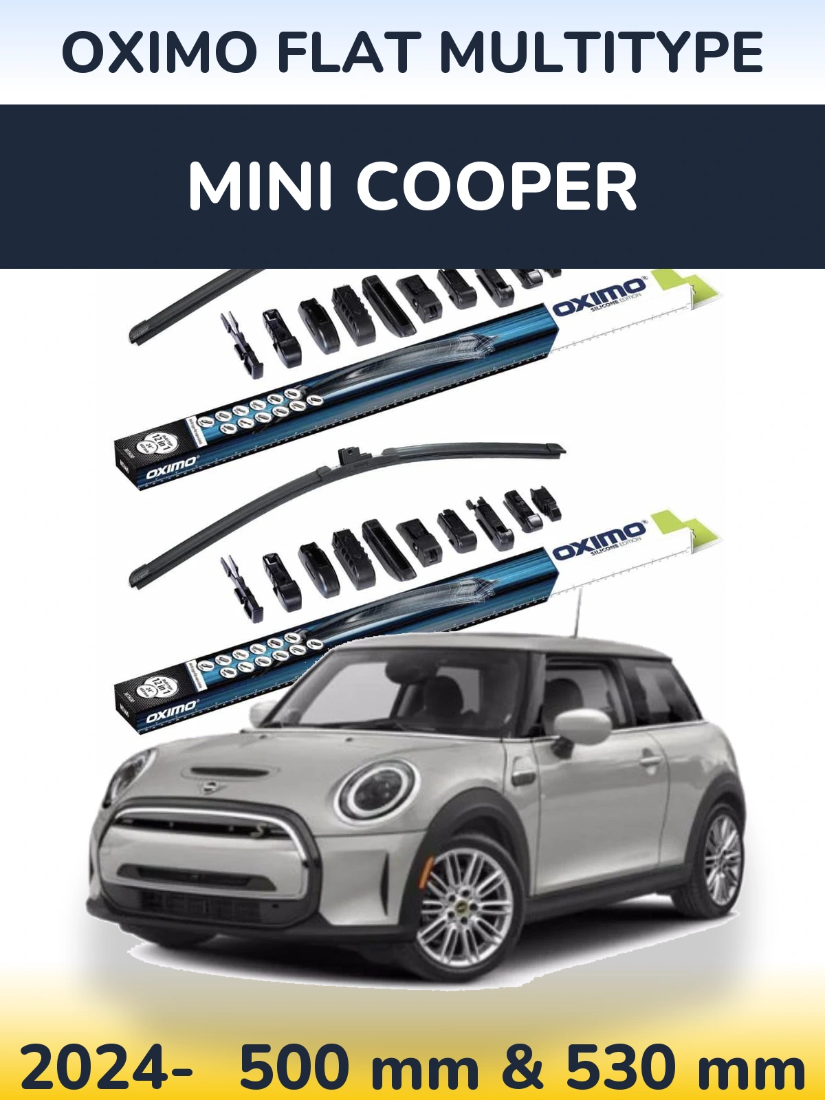Komplet przednich wycieraczek Oximo Flat MultiType 500 & 530 mm do MINI Cooper 2024-2026