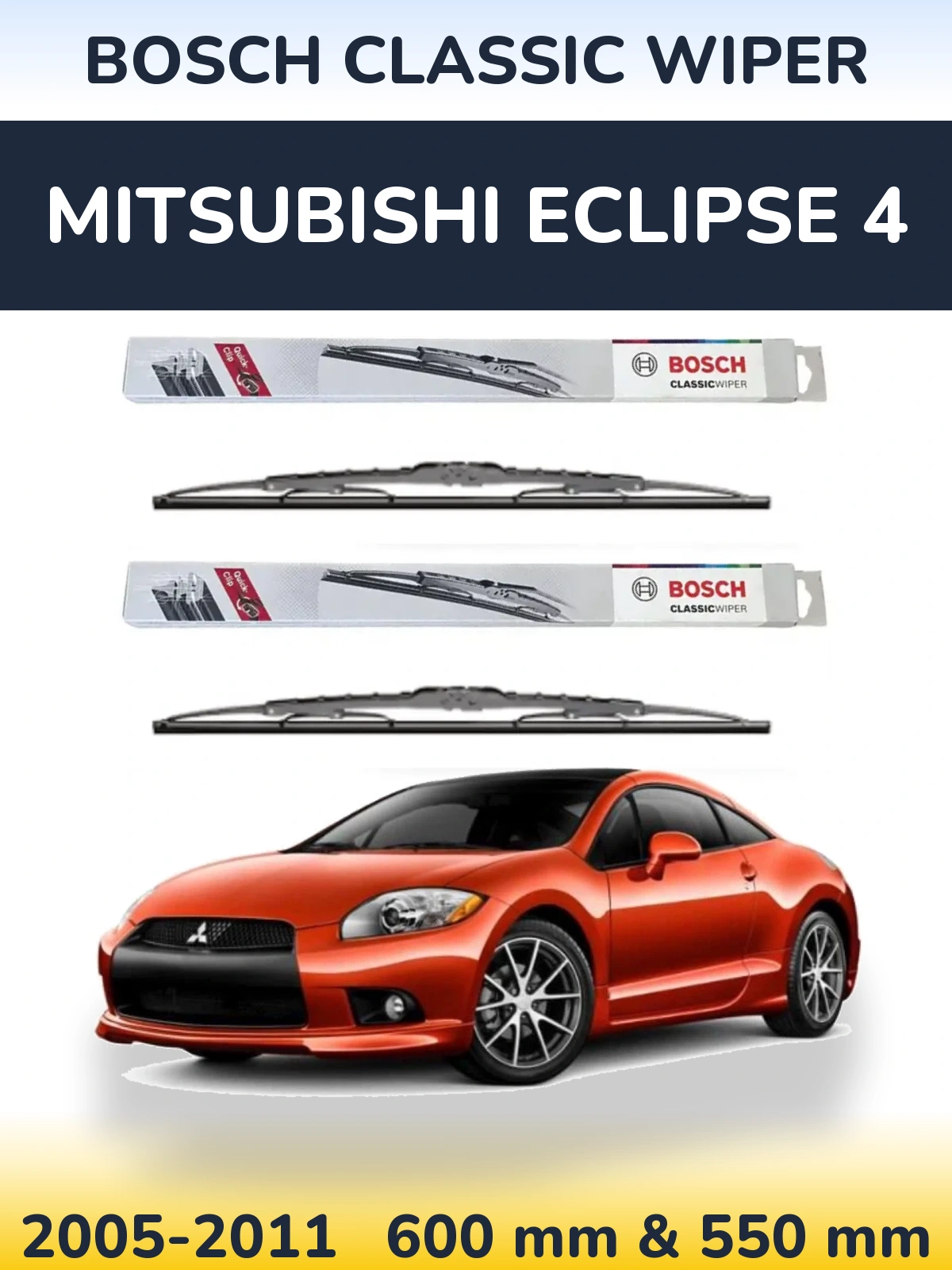 Komplet przednich wycieraczek BOSCH Classic Wiper 600 & 550 mm do Mitsubishi Eclipse 4 2005-2011