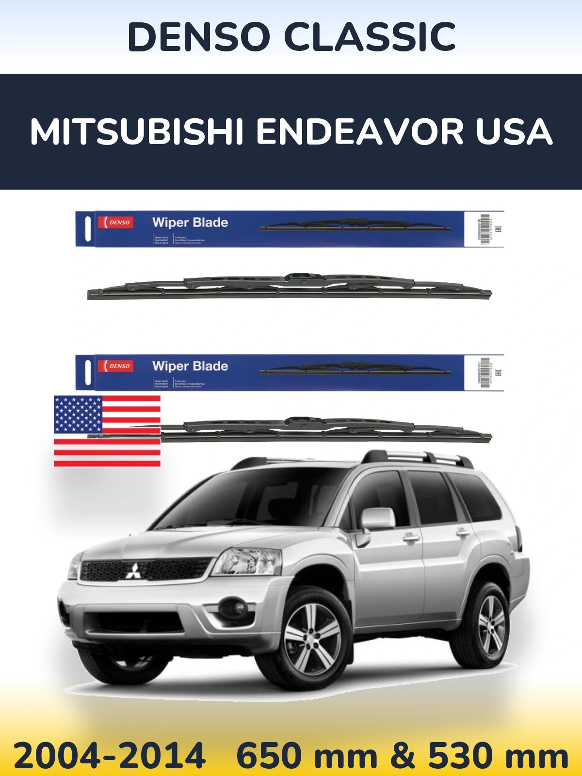 Komplet przednich wycieraczek Denso Classic 650 & 530 mm do Mitsubishi Endeavor USA 2004-2014