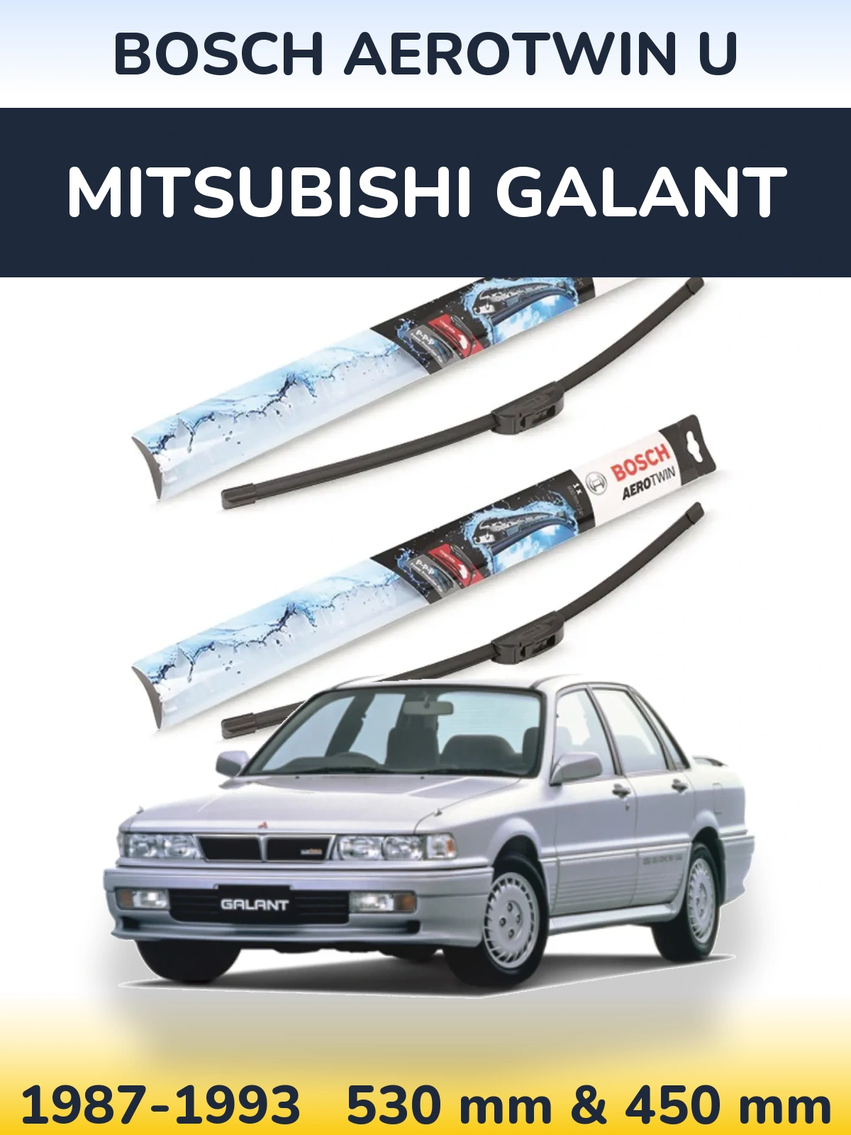Komplet przednich wycieraczek BOSCH AeroTwin U 530 & 450 mm do Mitsubishi Galant 1987-1993