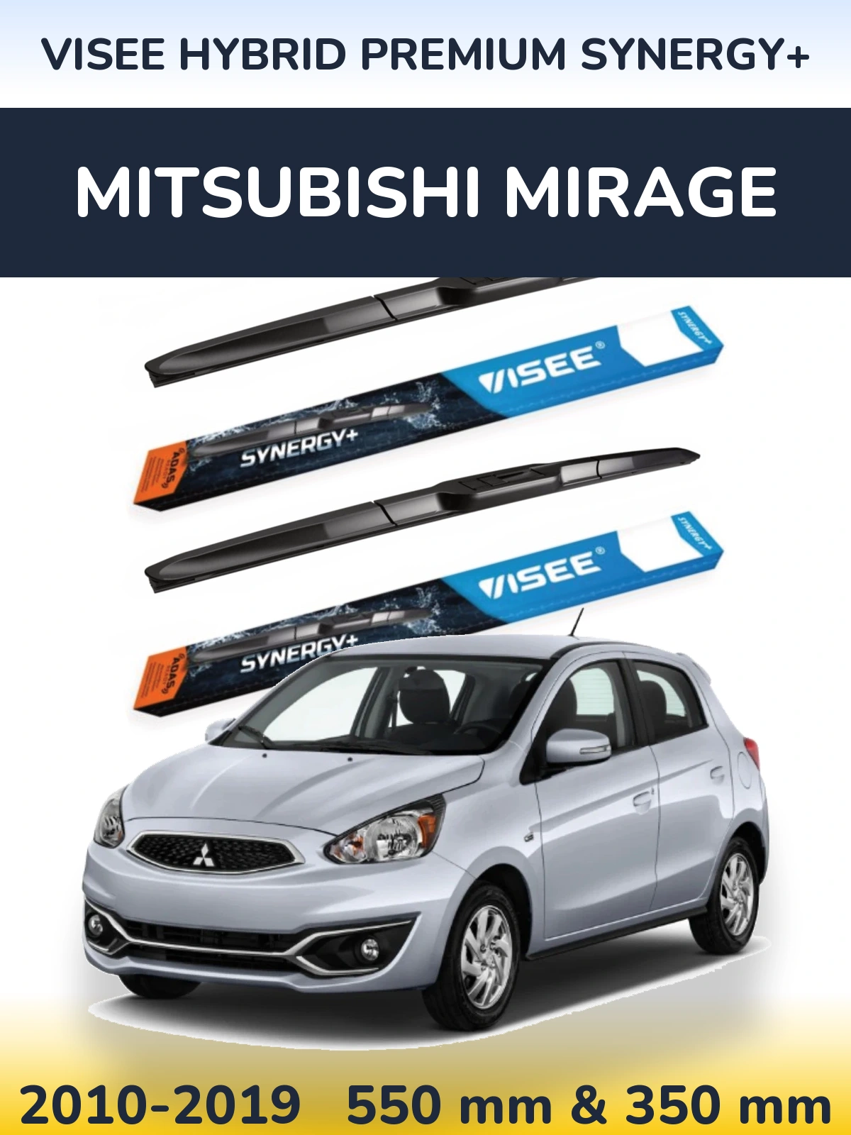 Komplet przednich wycieraczek VISEE HYBRID PREMIUM SYNERGY+ 550 & 350 mm do Mitsubishi Mirage 2010-2019