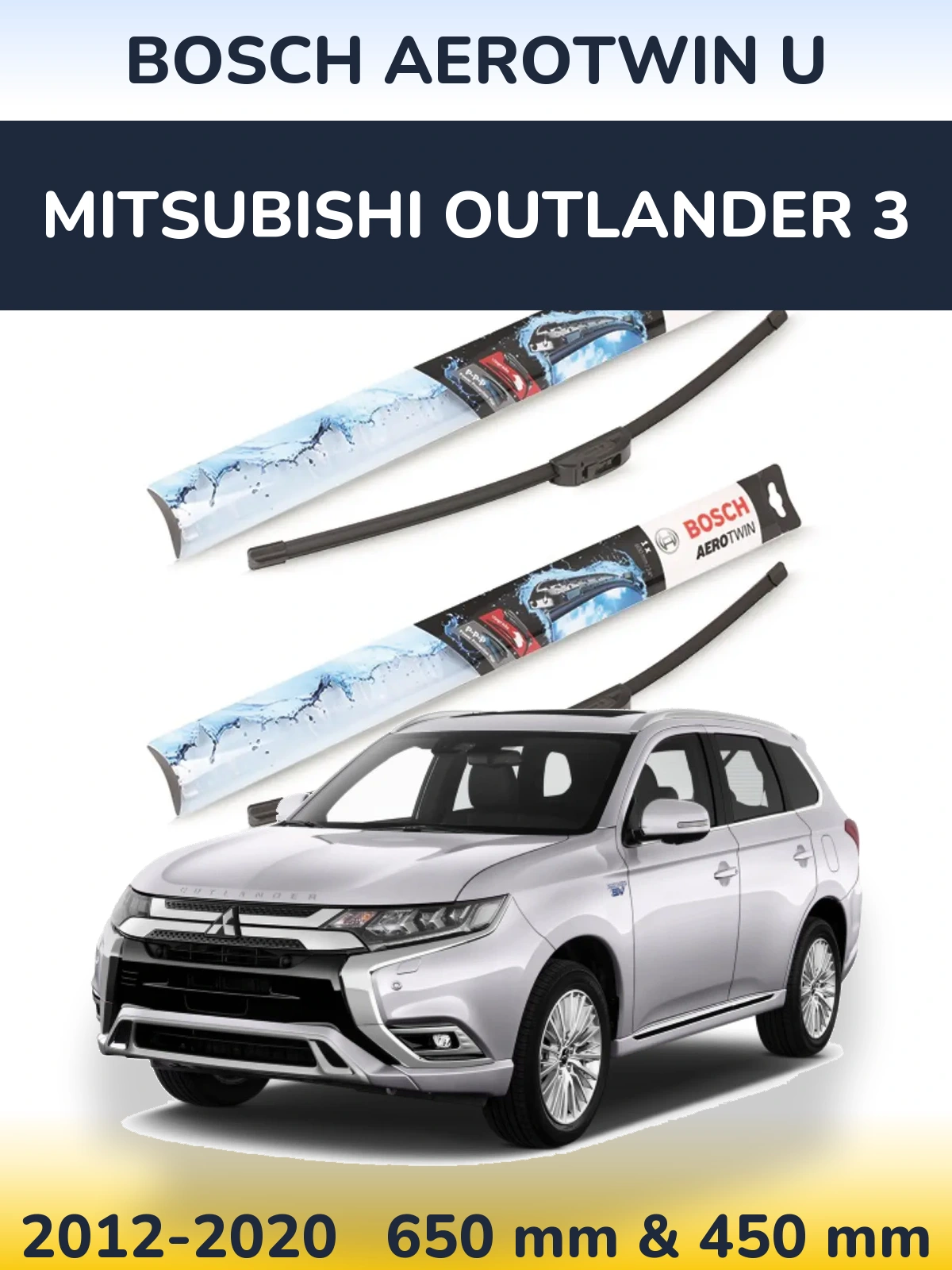Komplet przednich wycieraczek BOSCH AeroTwin U 650 & 450 mm do Mitsubishi Outlander 3 2012-2020