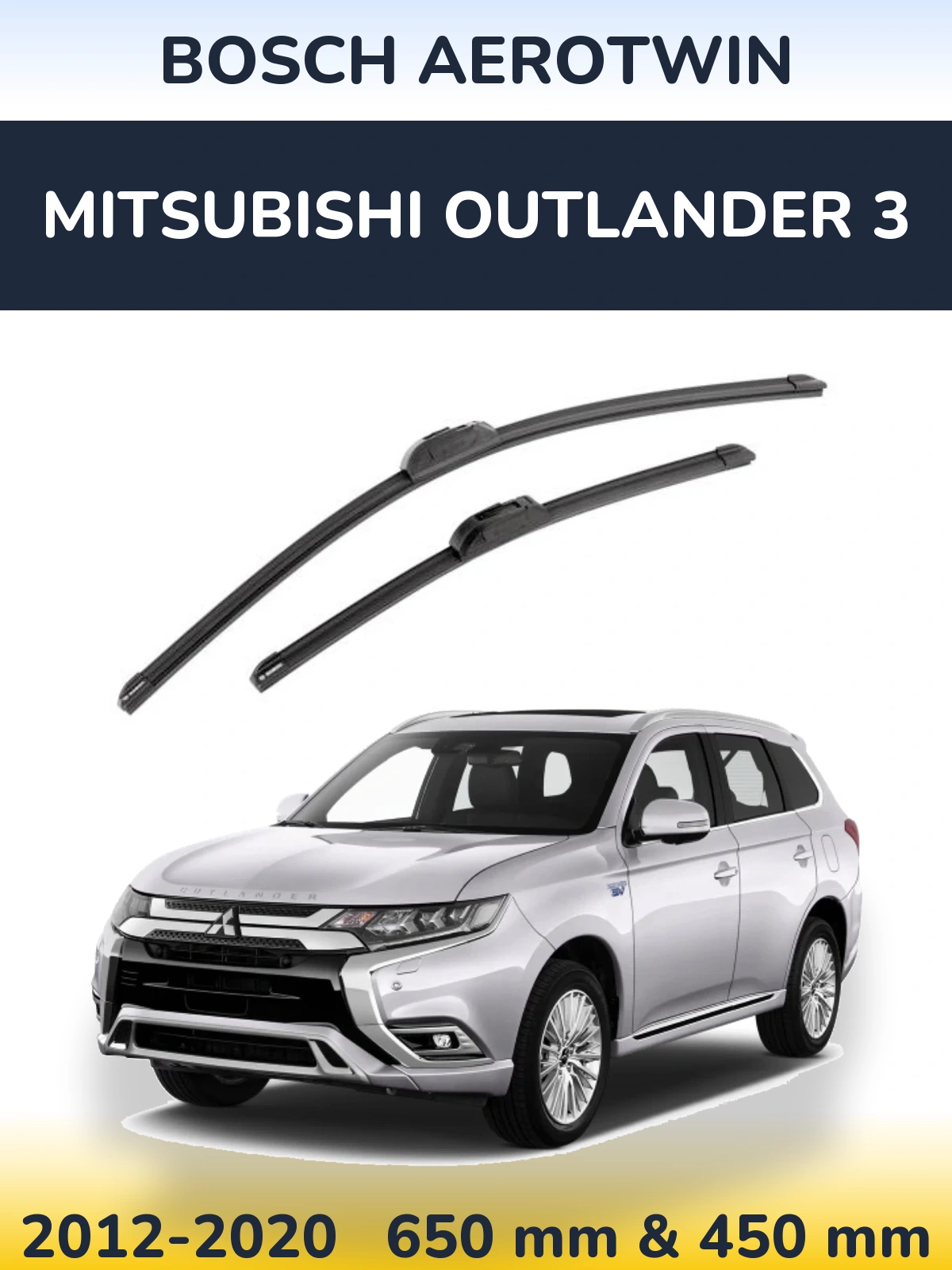 Komplet przednich wycieraczek BOSCH AeroTwin 650 & 450 mm do Mitsubishi Outlander 3 2012-2020