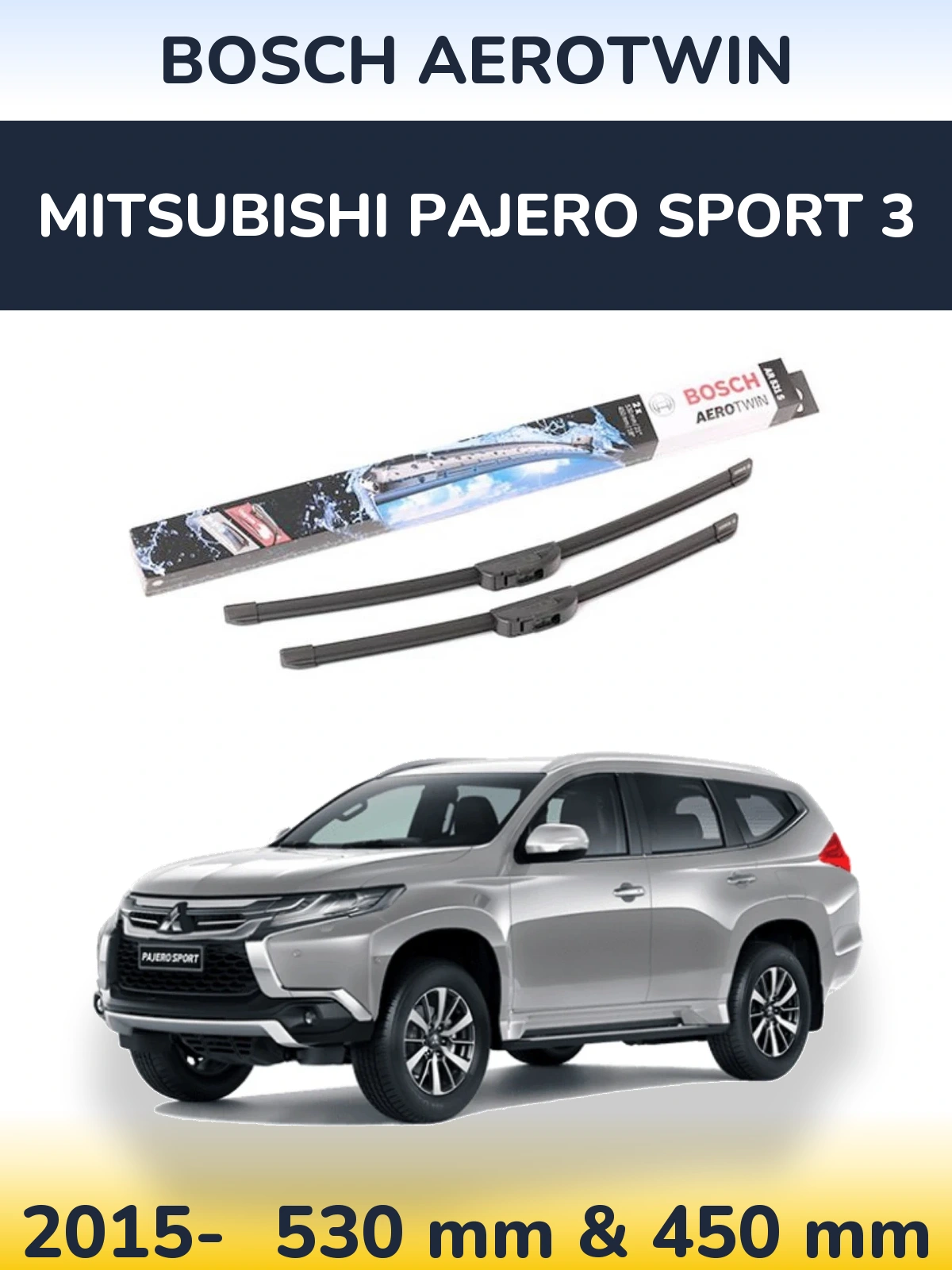 Komplet przednich wycieraczek BOSCH AeroTwin 530 & 450 mm do Mitsubishi Pajero Sport 3 2015-2026