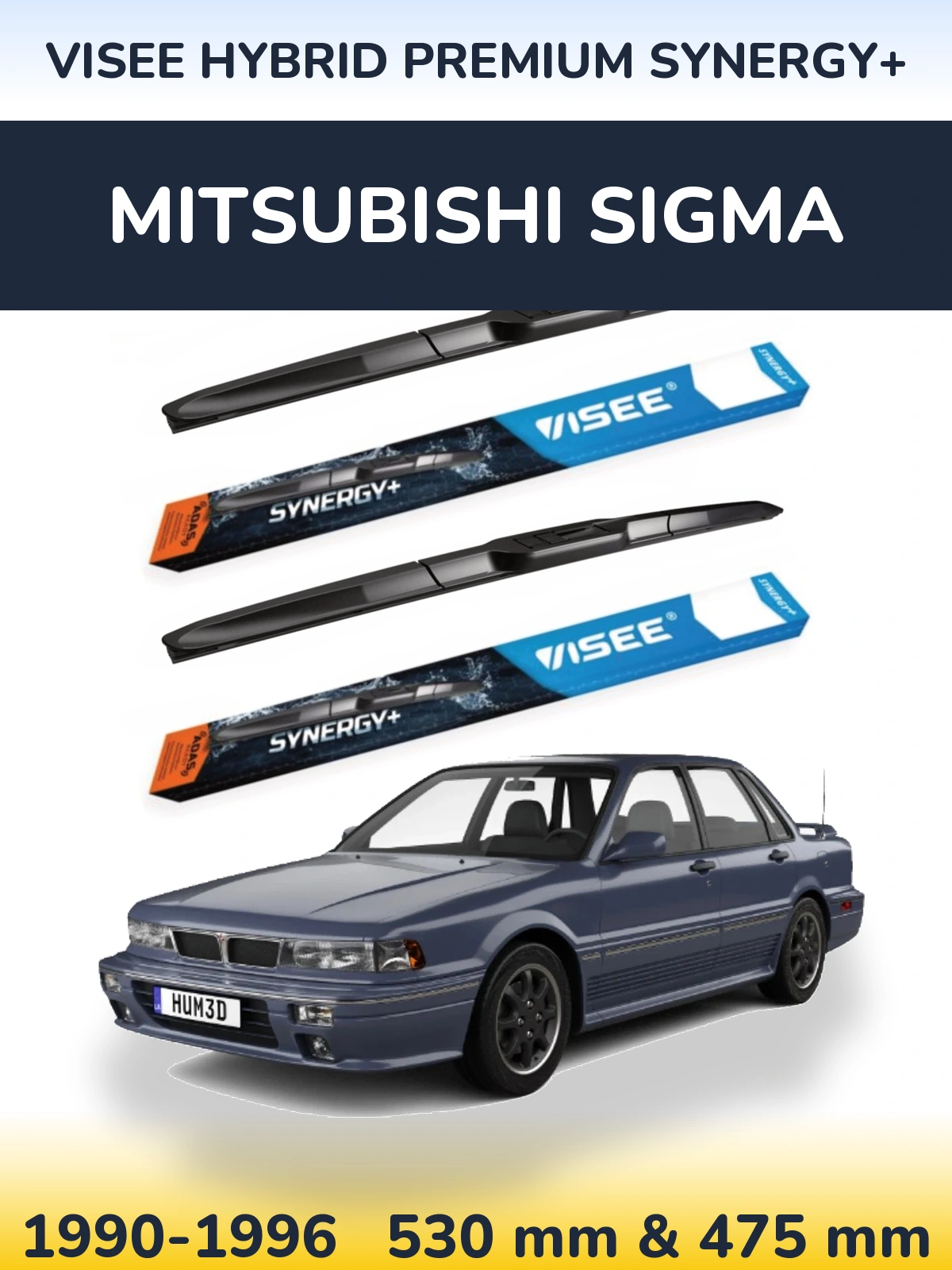 Komplet przednich wycieraczek VISEE HYBRID PREMIUM SYNERGY+ 530 & 475 mm do Mitsubishi Sigma 1990-1996
