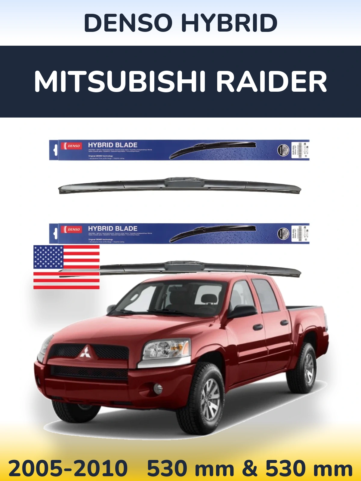 Komplet przednich wycieraczek Denso Hybrid 530 & 530 mm do Mitsubishi Raider 2005-2010