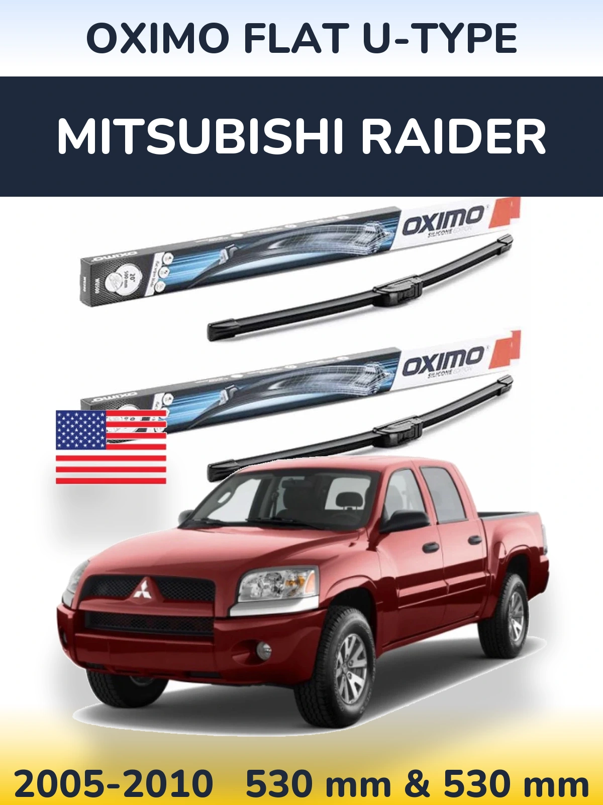 Komplet przednich wycieraczek Oximo Flat U-type 530 & 530 mm do Mitsubishi Raider 2005-2010