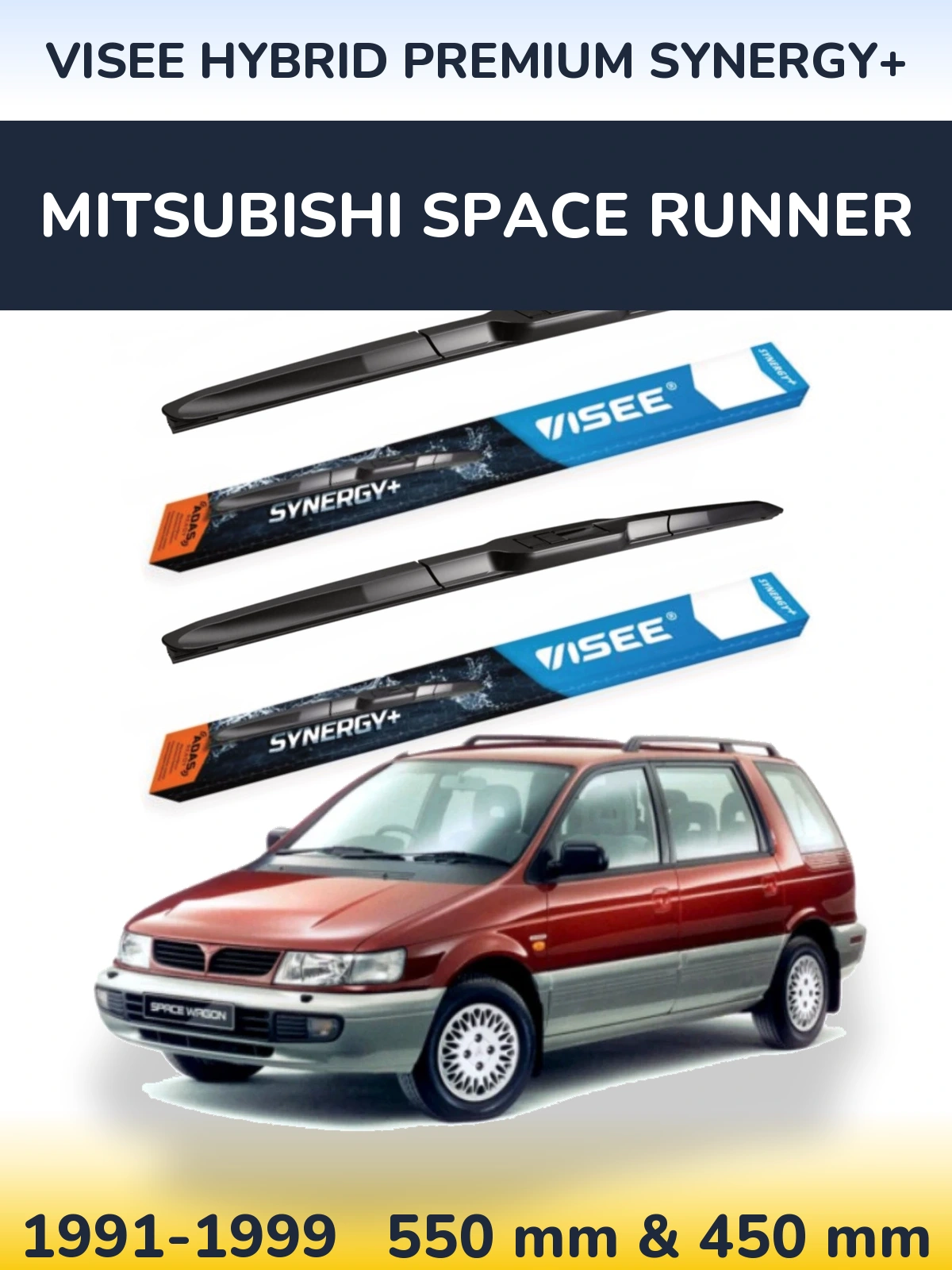 Komplet przednich wycieraczek VISEE HYBRID PREMIUM SYNERGY+ 550 & 450 mm do Mitsubishi Space Runner 1991-1999