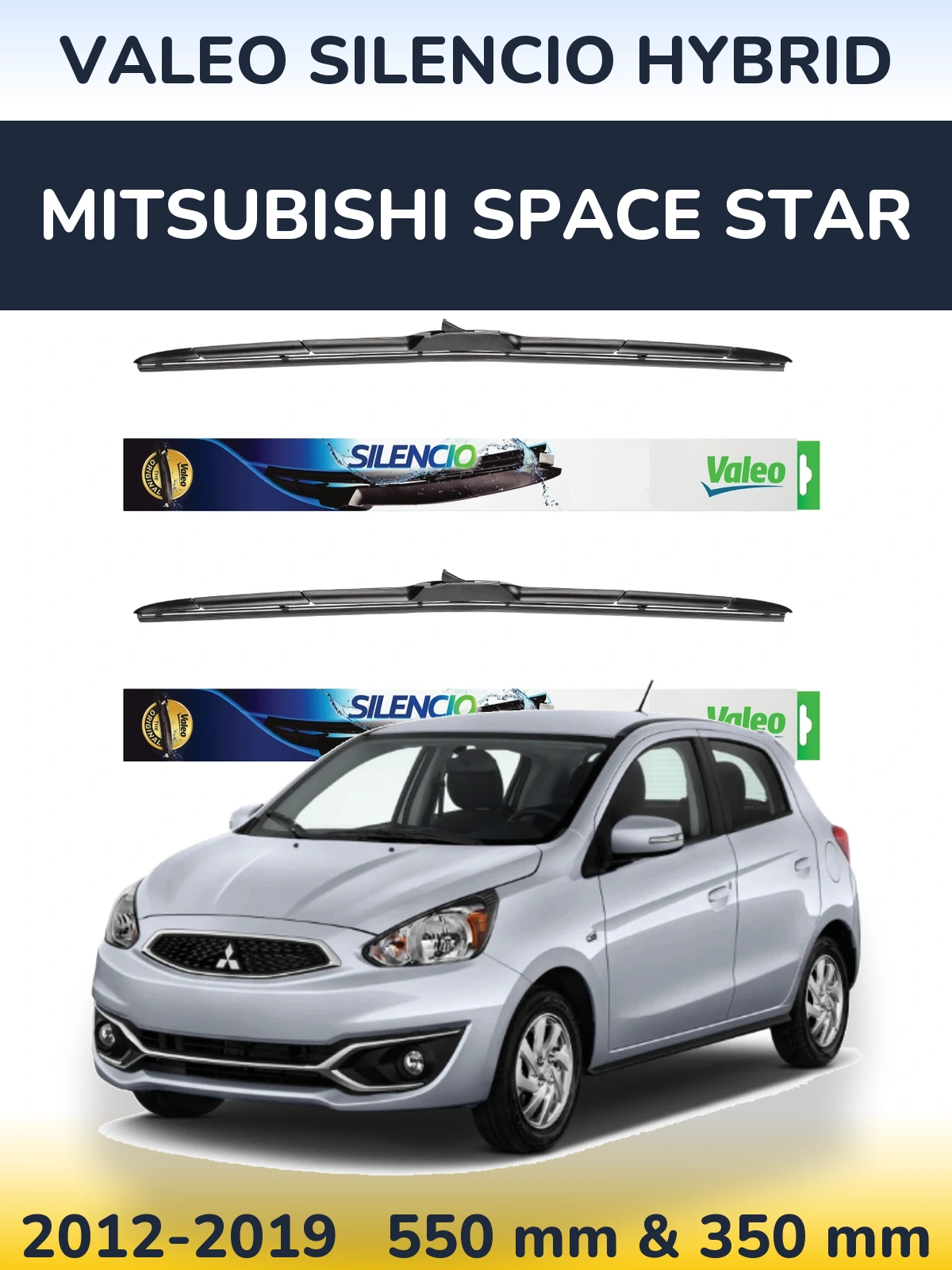 Комплект передних дворников Valeo Silencio Hybrid 550 & 350 мм для Mitsubishi Space Star 2012-2019