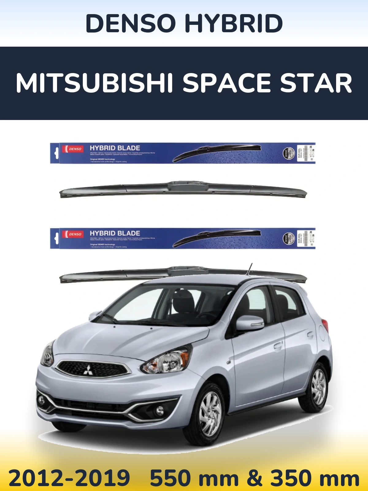 Komplet przednich wycieraczek Denso Hybrid 550 & 350 mm do Mitsubishi Space Star 2012-2019