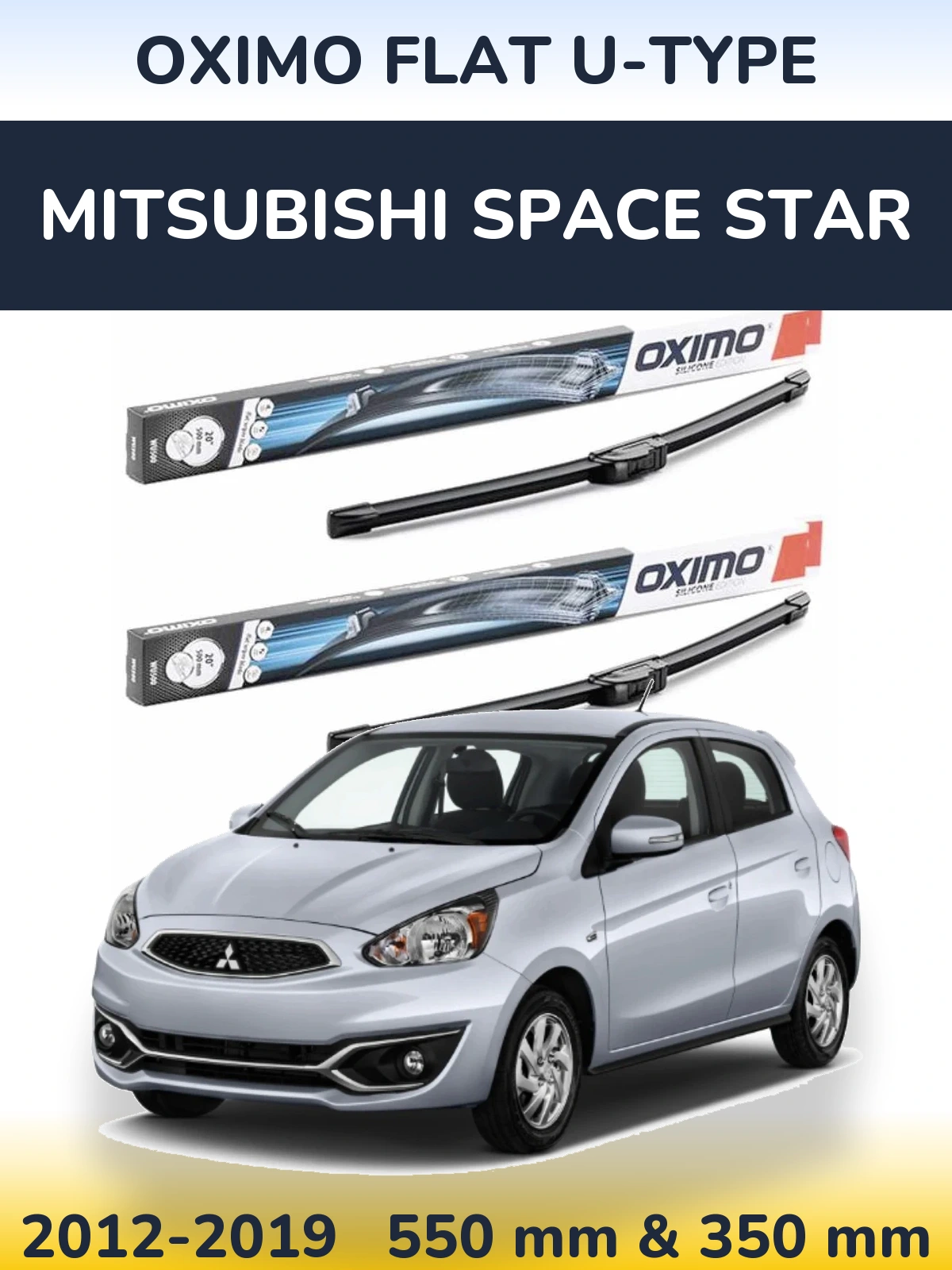 Komplet przednich wycieraczek Oximo Flat U-type 550 & 350 mm do Mitsubishi Space Star 2012-2019