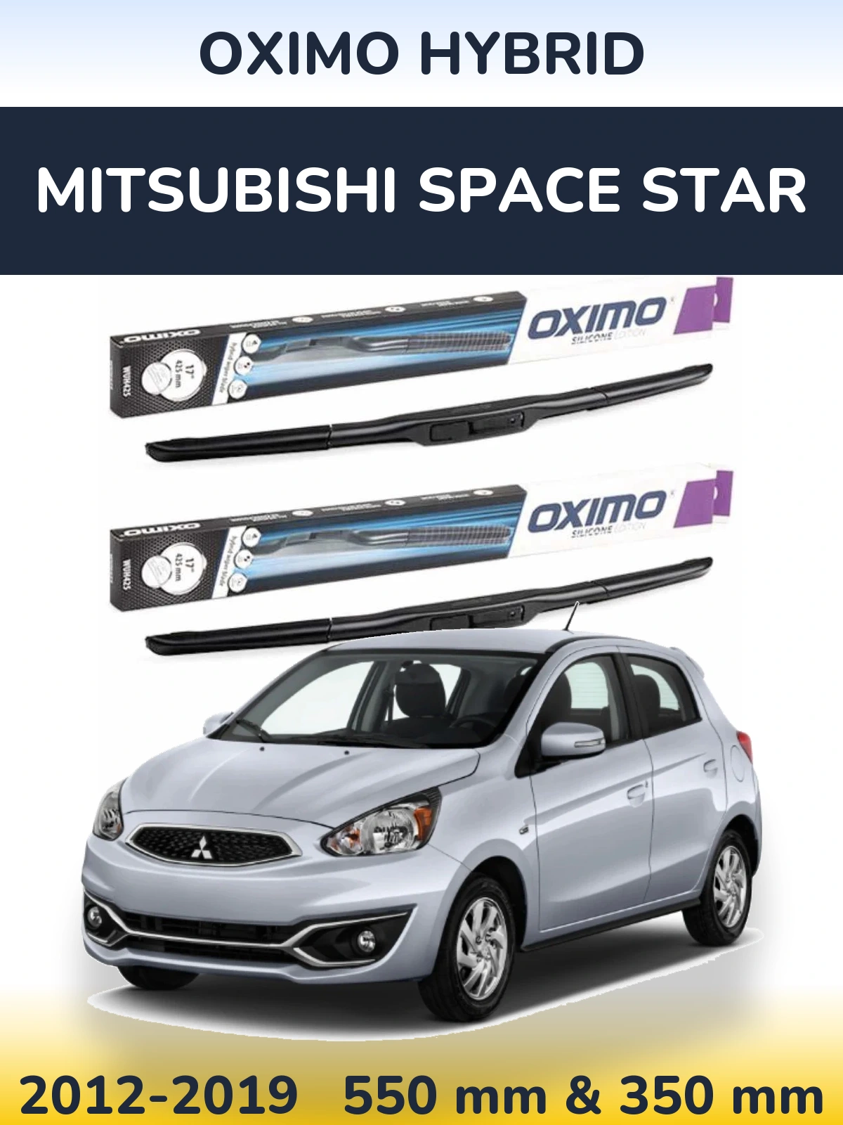 Комплект передних дворников Oximo Hybrid 550 & 350 мм для Mitsubishi Space Star 2012-2019