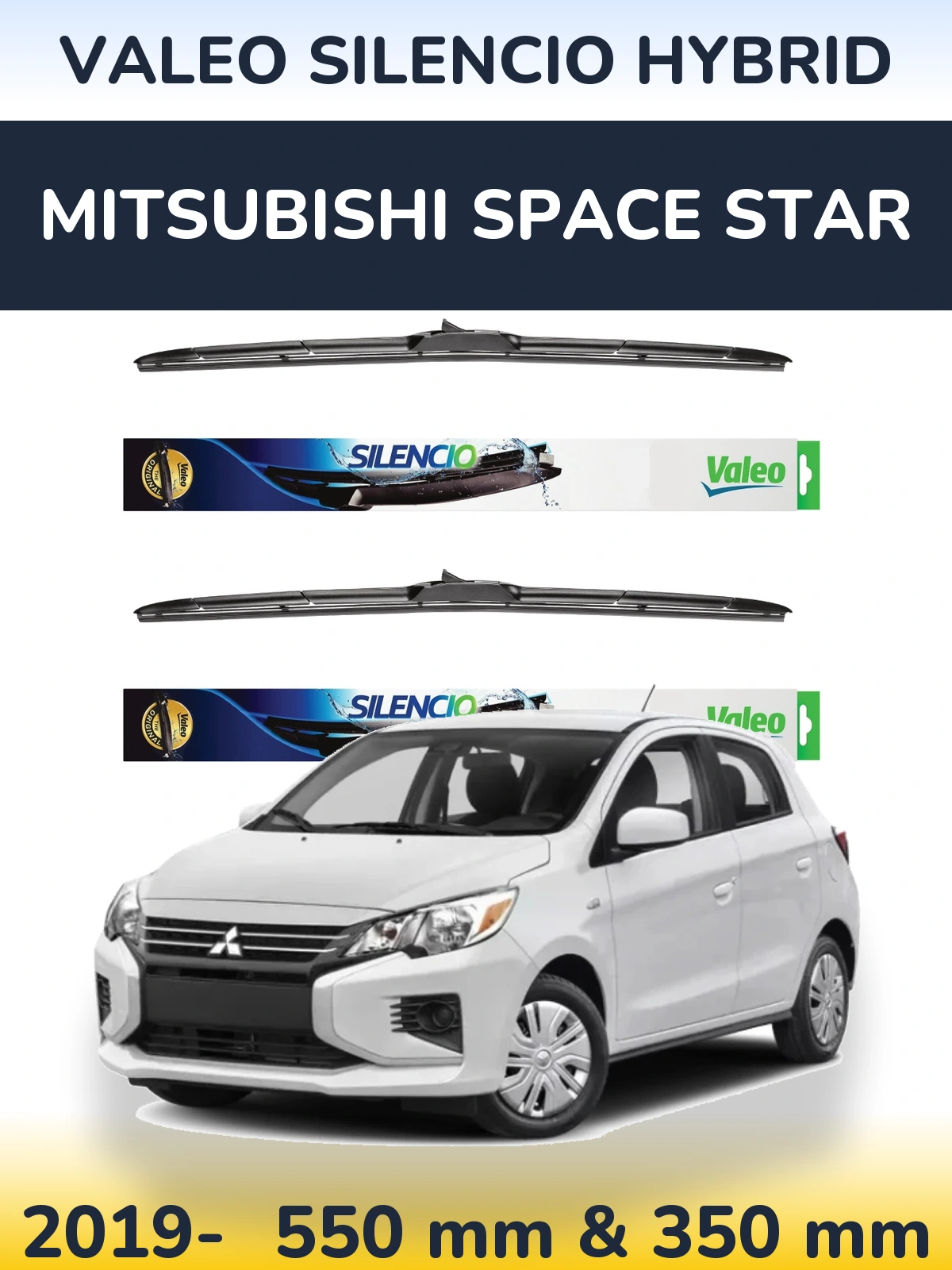 Комплект передних дворников Valeo Silencio Hybrid 550 & 350 мм для Mitsubishi Space Star 2019-2026