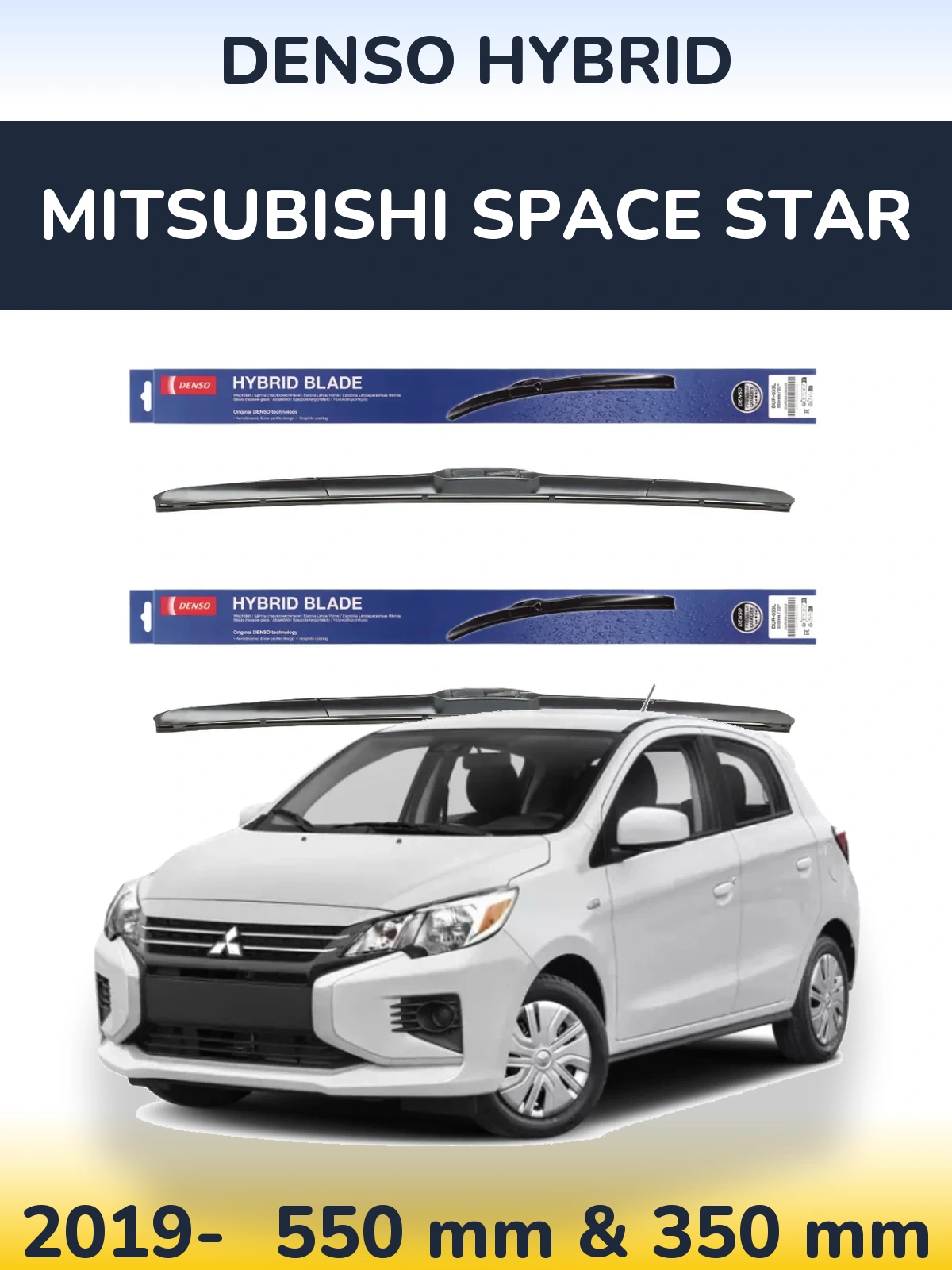 Komplet przednich wycieraczek Denso Hybrid 550 & 350 mm do Mitsubishi Space Star 2019-2026
