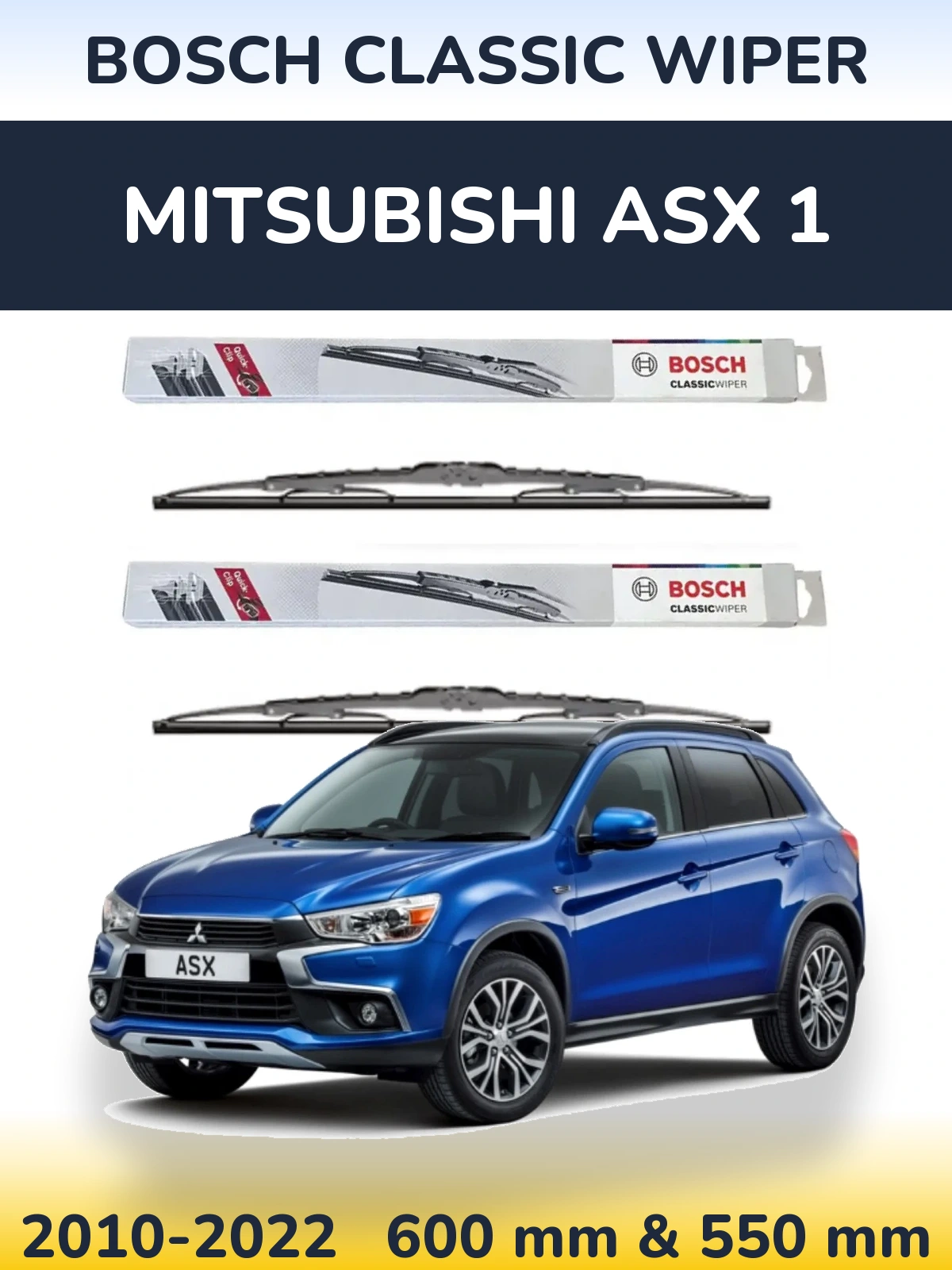 Komplet przednich wycieraczek BOSCH Classic Wiper 600 & 550 mm do Mitsubishi ASX 1 2010-2022