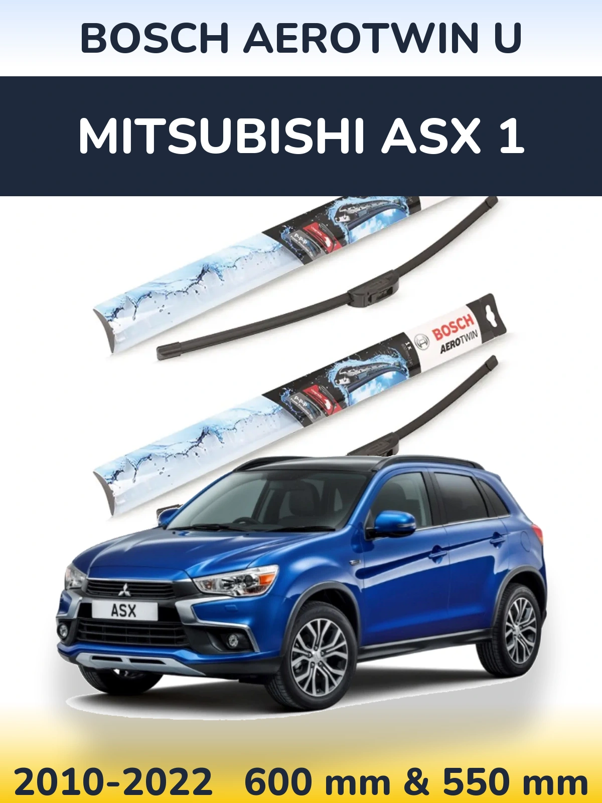 Komplet przednich wycieraczek BOSCH AeroTwin U 600 & 550 mm do Mitsubishi ASX 1 2010-2022