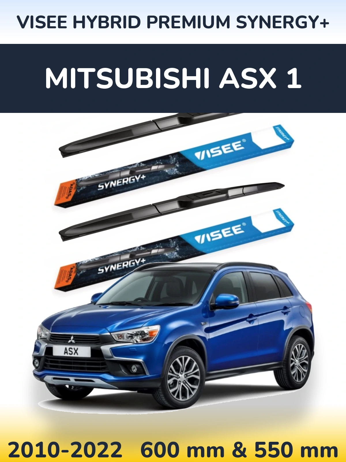 Komplet przednich wycieraczek VISEE HYBRID PREMIUM SYNERGY+ 600 & 550 mm do Mitsubishi ASX 1 2010-2022