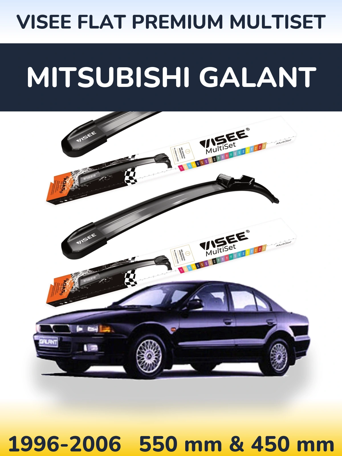 Komplet przednich wycieraczek VISEE FLAT PREMIUM MultiSet 550 & 450 mm do Mitsubishi Galant 1996-2006