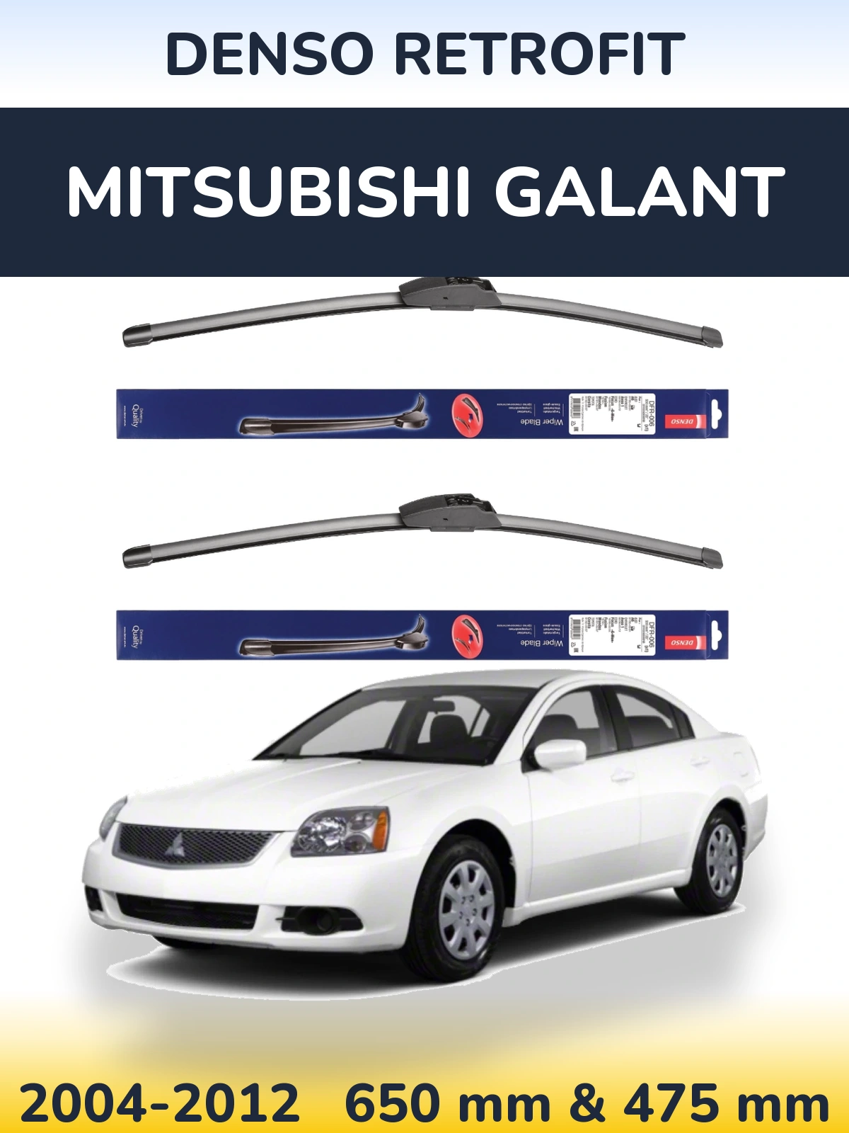 Komplet przednich wycieraczek Denso Retrofit 650 & 475 mm do Mitsubishi Galant 2004-2012