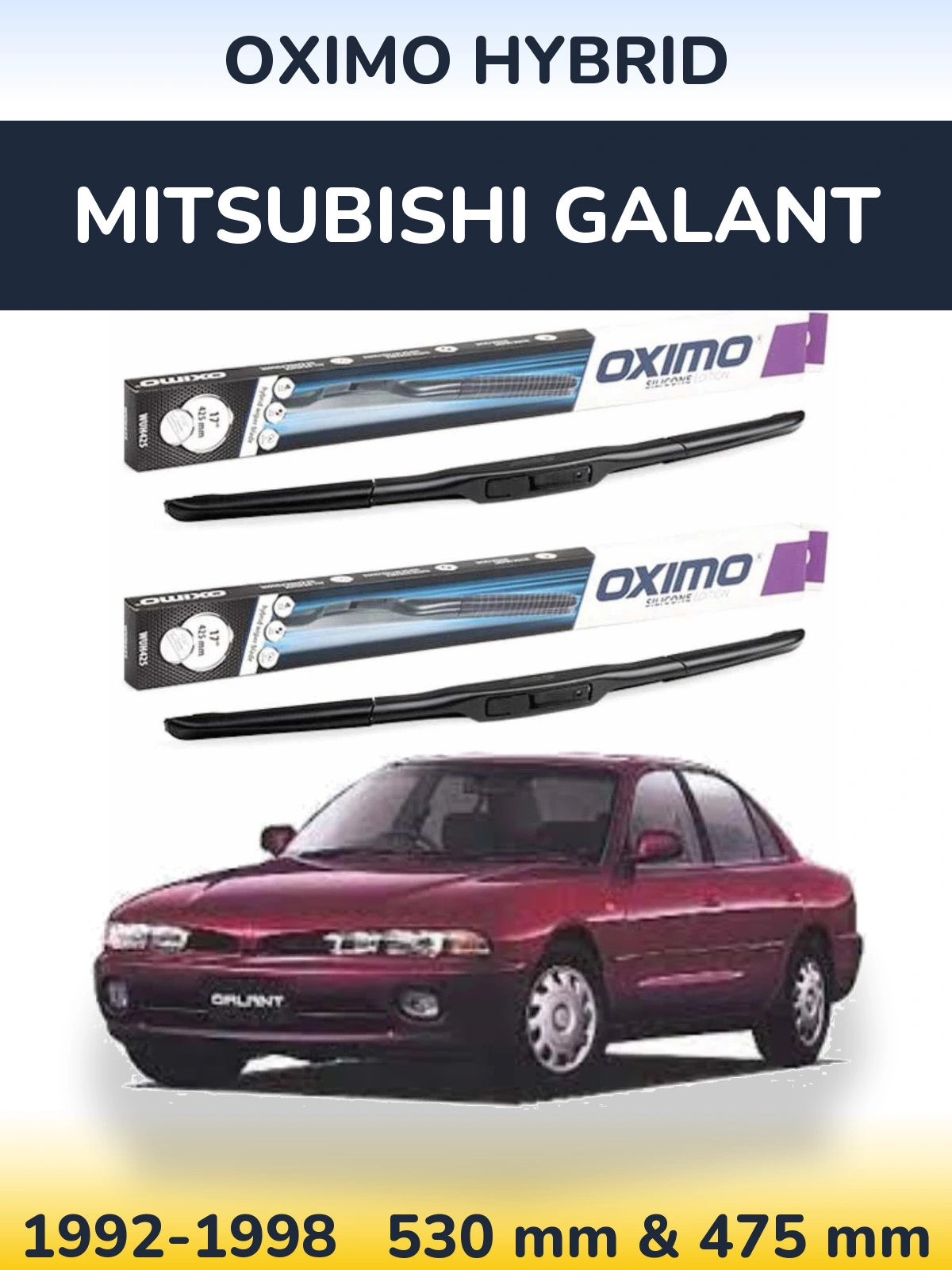 Komplet przednich wycieraczek Oximo Hybrid 530 & 475 mm do Mitsubishi Galant 1992-1998