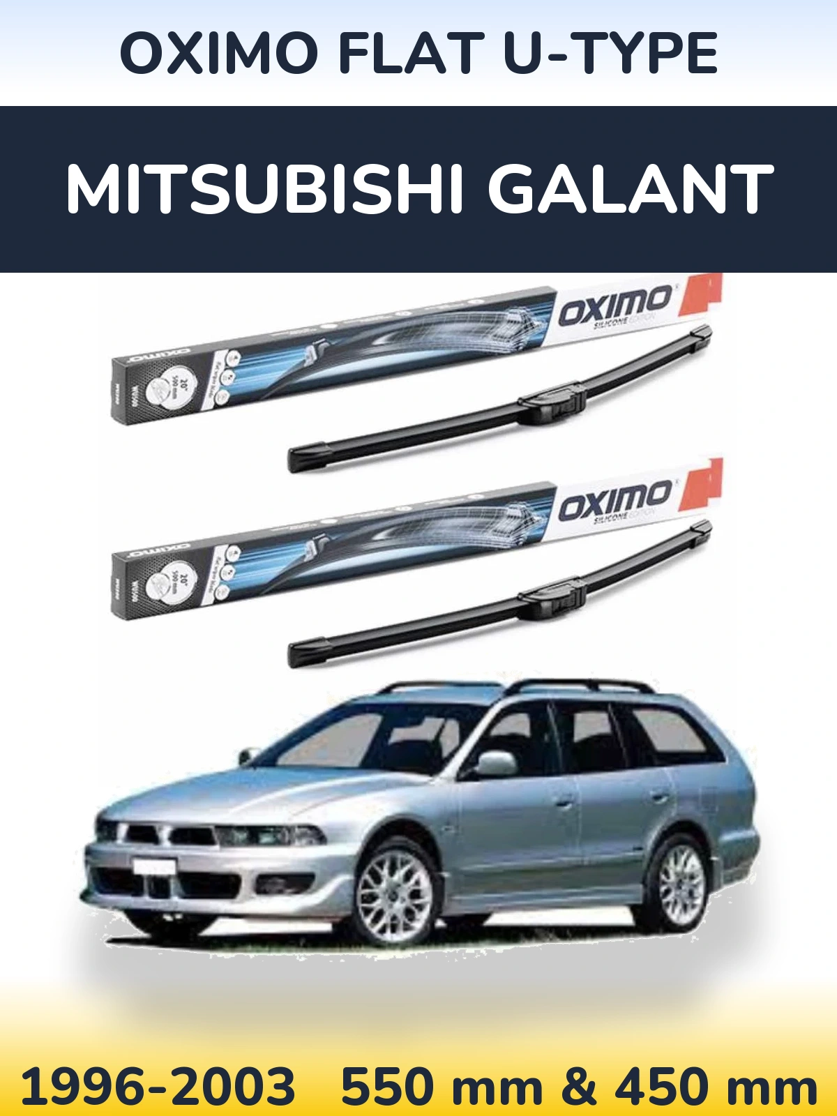 Комплект передних дворников Oximo Flat U-type 550 & 450 мм для Mitsubishi Galant 1996-2003