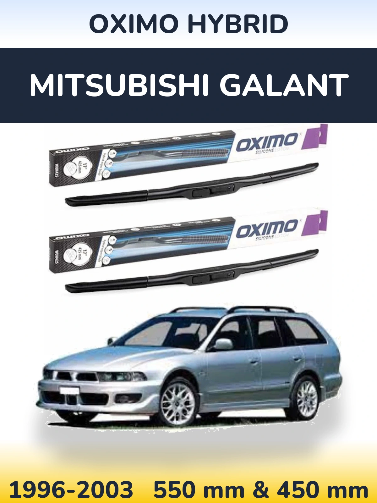 Комплект передних дворников Oximo Hybrid 550 & 450 мм для Mitsubishi Galant 1996-2003