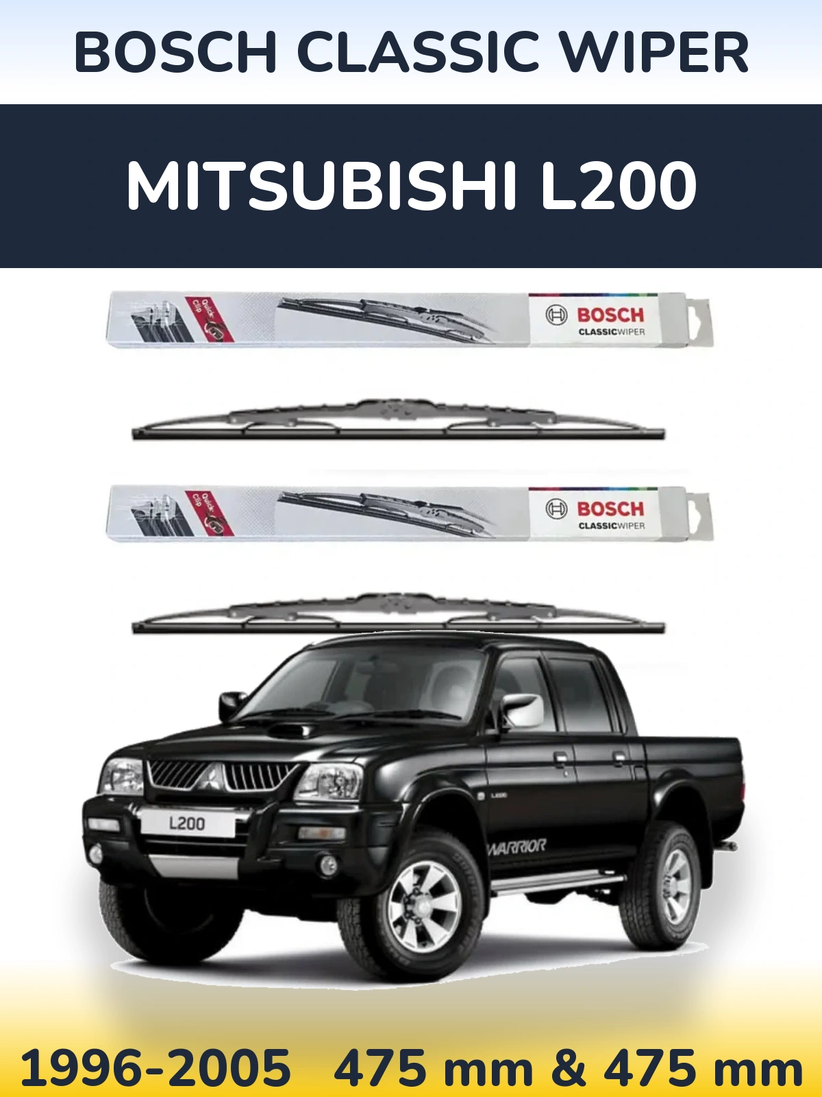 Komplet przednich wycieraczek BOSCH Classic Wiper 475 & 475 mm do Mitsubishi L200 1996-2005
