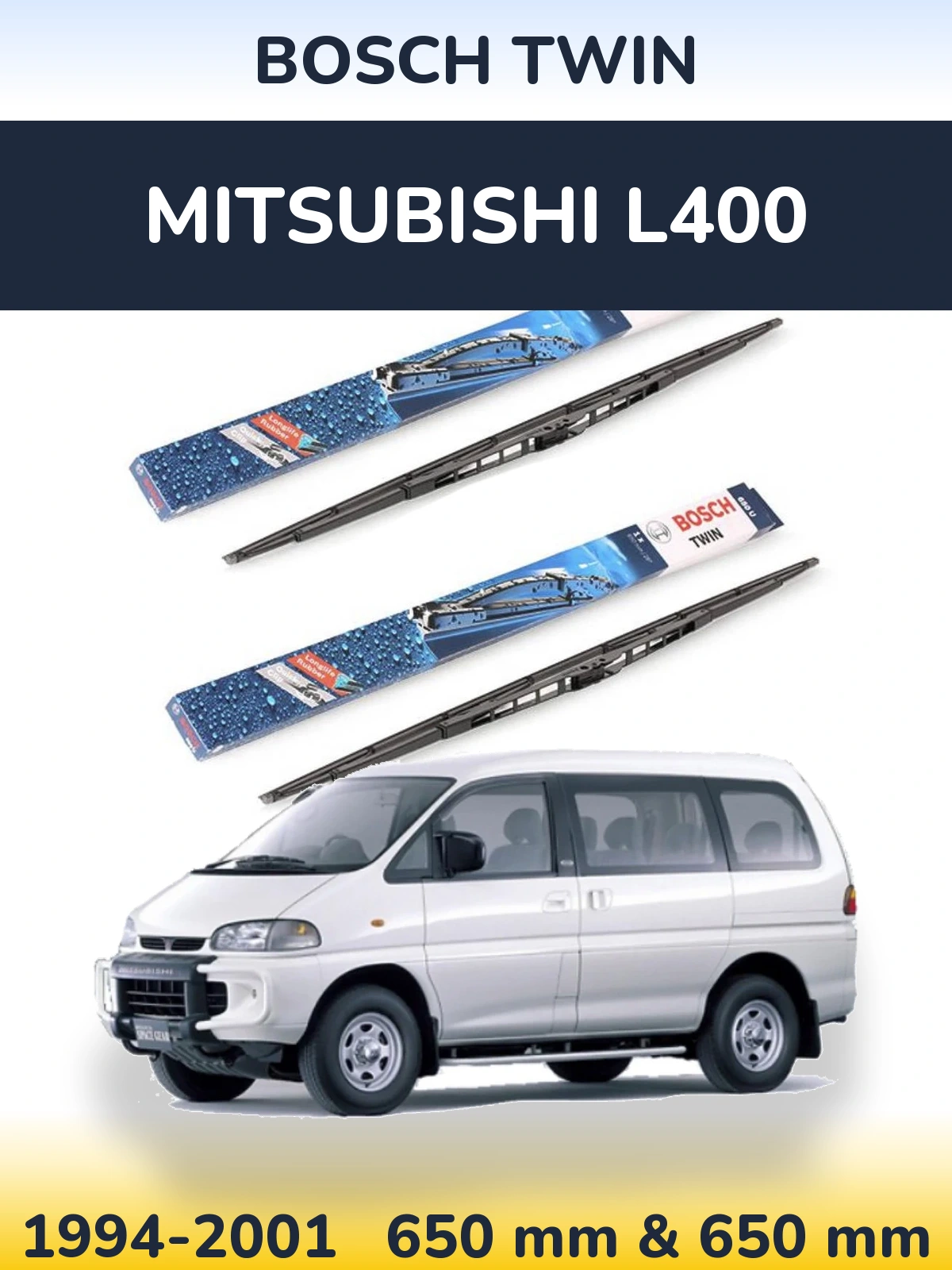 Komplet przednich wycieraczek BOSCH Twin 650 & 650 mm do Mitsubishi L400 1994-2001