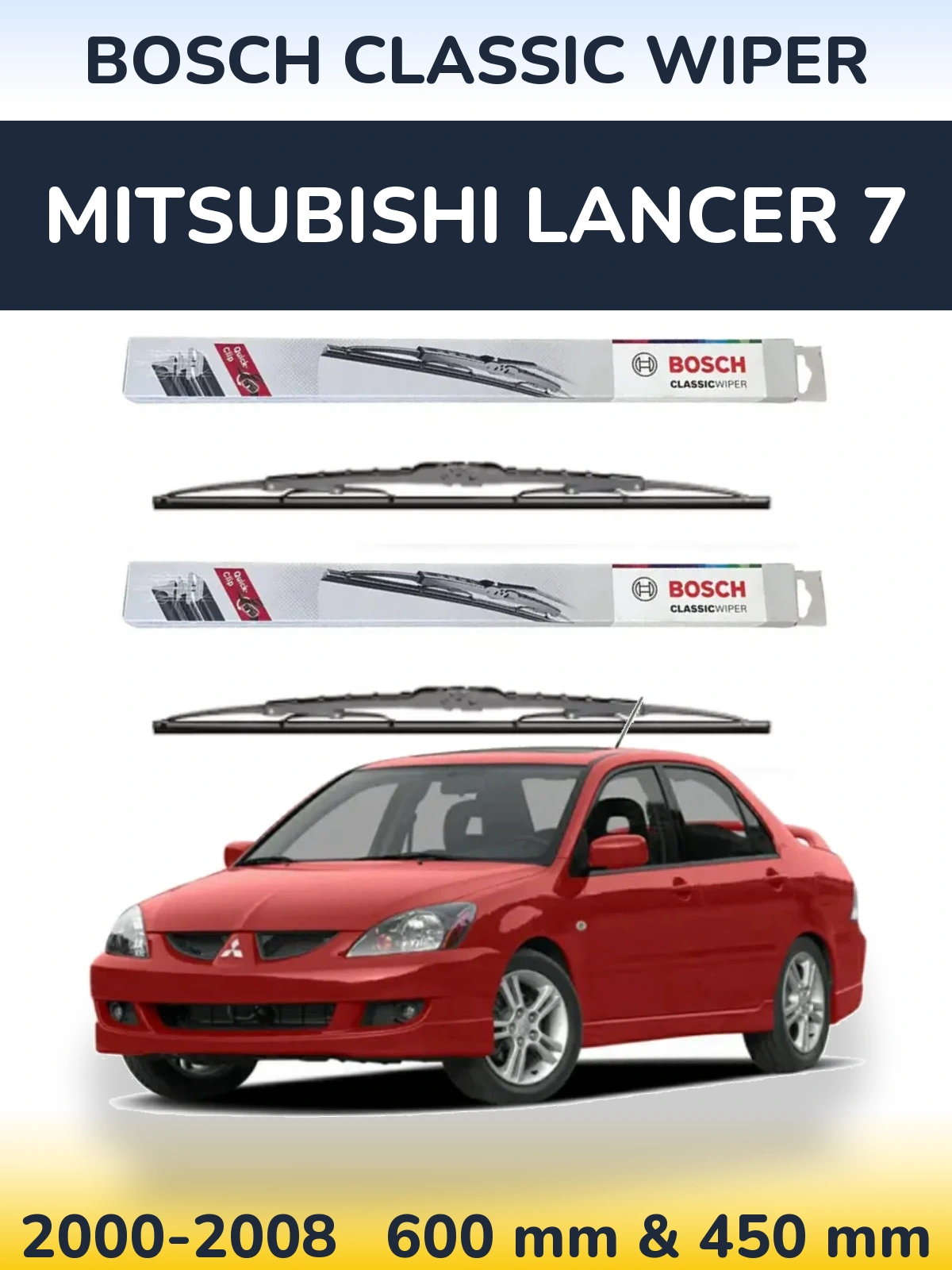 Komplet przednich wycieraczek BOSCH Classic Wiper 600 & 450 mm do Mitsubishi Lancer 7 2000-2008
