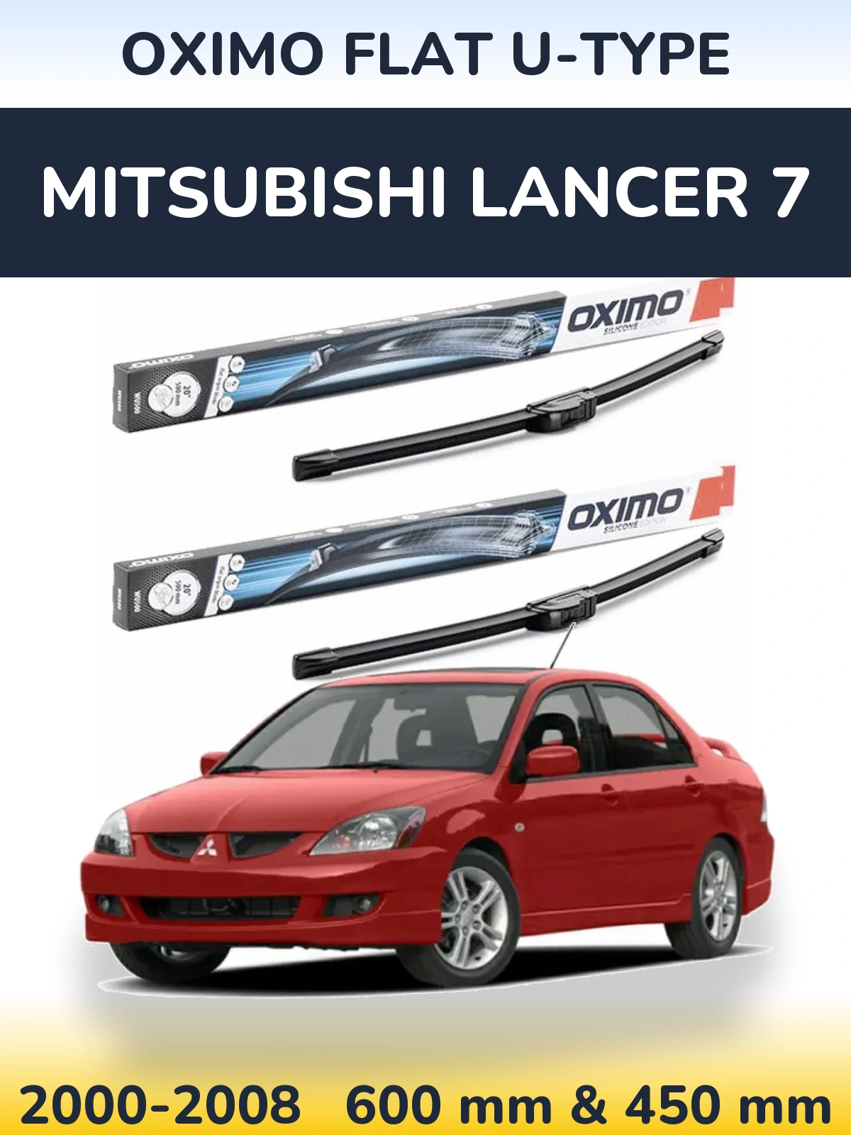 Komplet przednich wycieraczek Oximo Flat U-type 600 & 450 mm do Mitsubishi Lancer 7 2000-2008