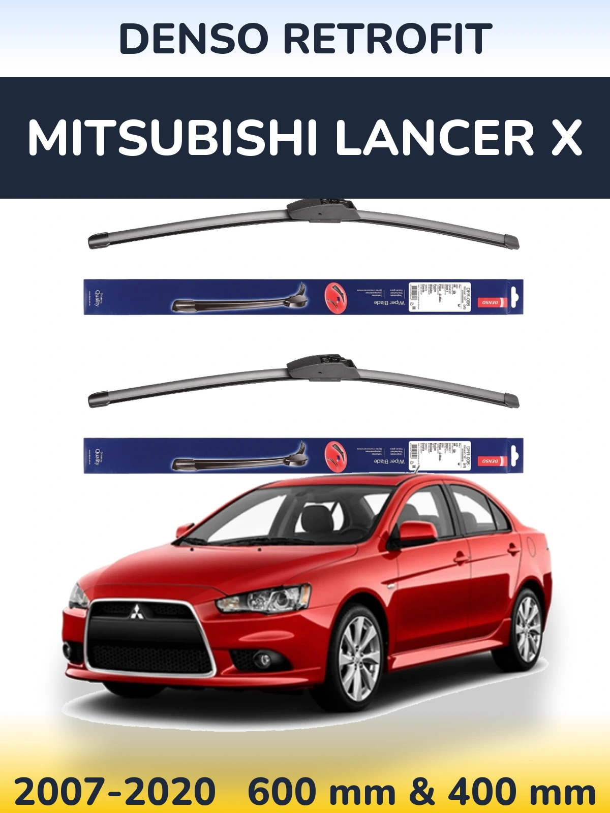 Комплект передних дворников Denso Retrofit 600 & 400 мм для Mitsubishi Lancer X 2007-2020