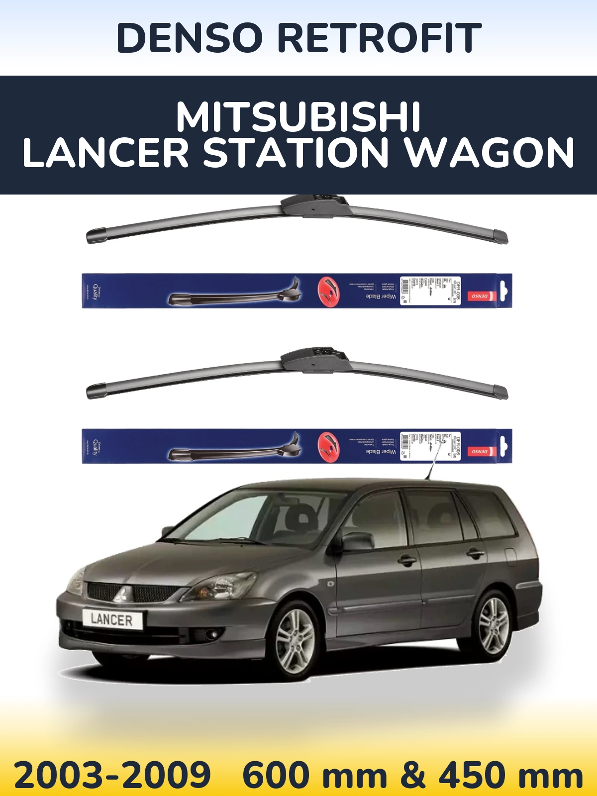 Komplet przednich wycieraczek Denso Retrofit 600 & 450 mm do Mitsubishi Lancer Station Wagon 2003-2009