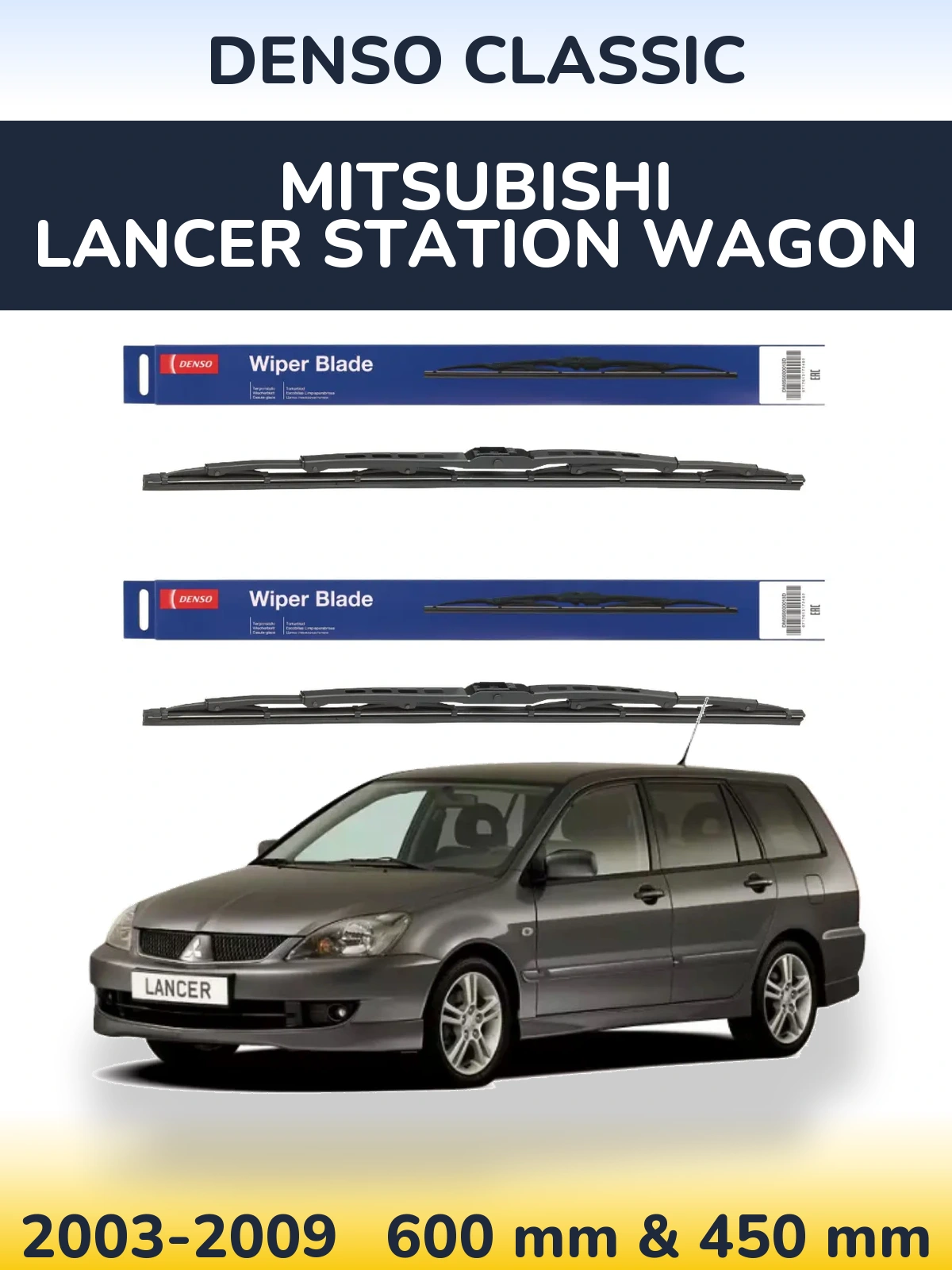 Komplet przednich wycieraczek Denso Classic 600 & 450 mm do Mitsubishi Lancer Station Wagon 2003-2009
