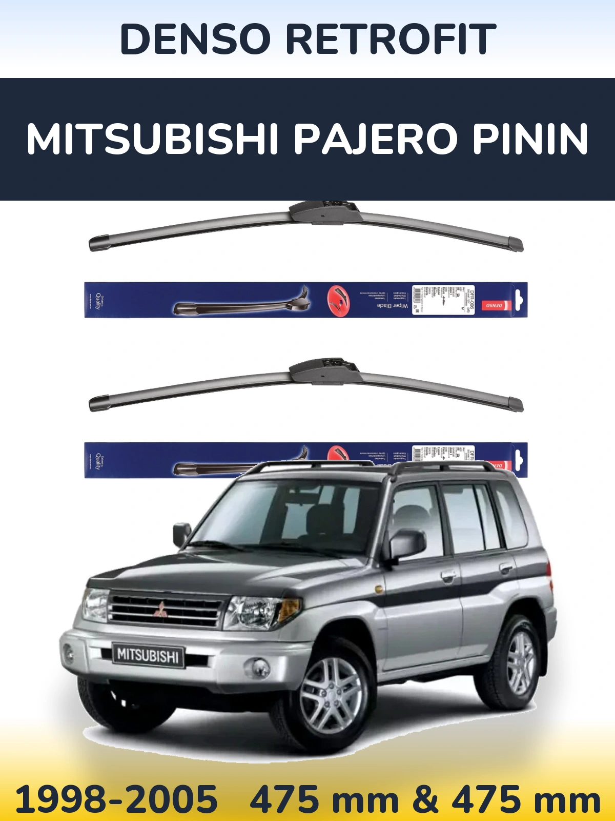 Komplet przednich wycieraczek Denso Retrofit 475 & 475 mm do Mitsubishi Pajero Pinin 1998-2005