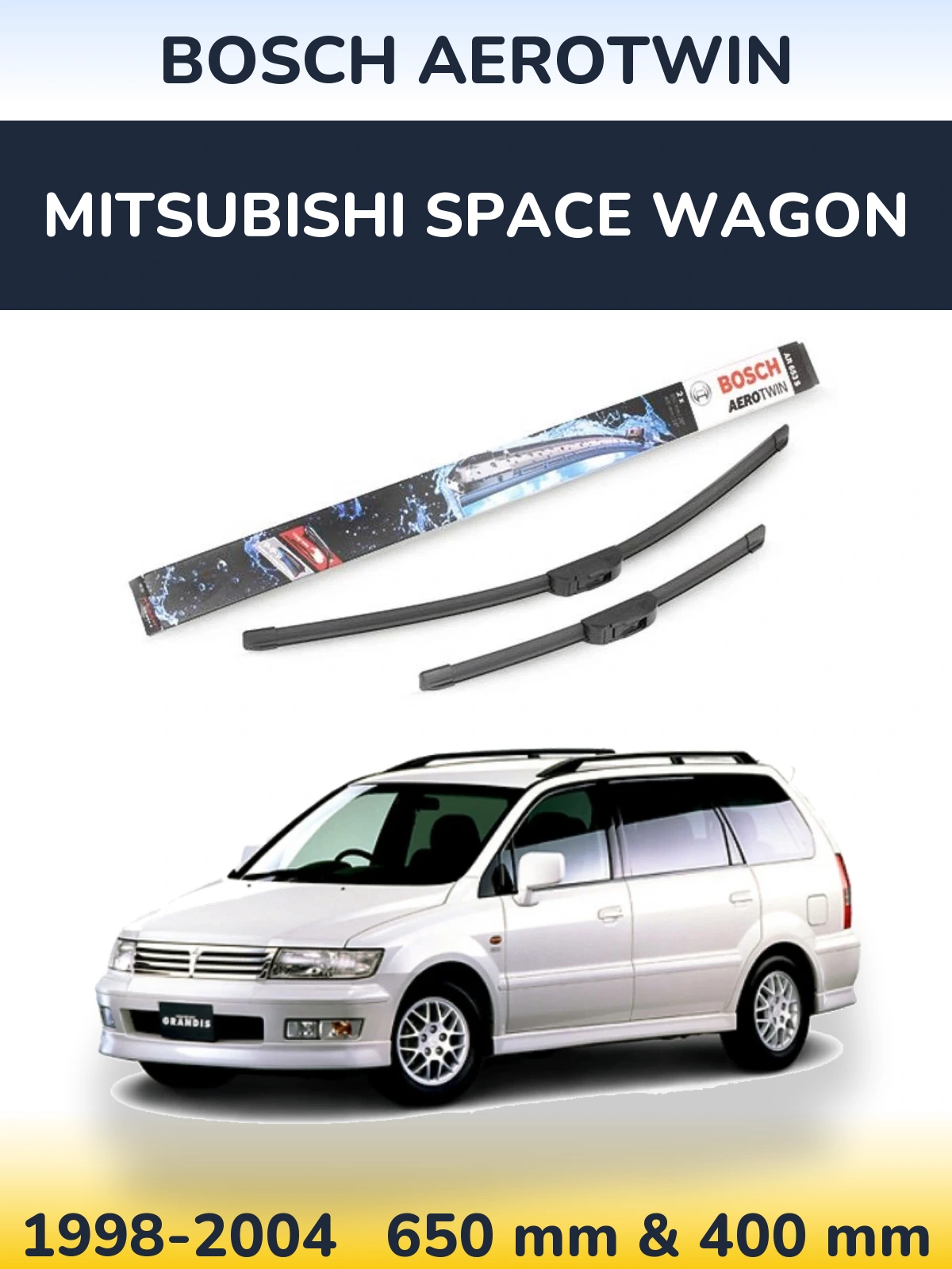 Комплект передних дворников BOSCH AeroTwin 650 & 400 мм для Mitsubishi Space Wagon 1998-2004