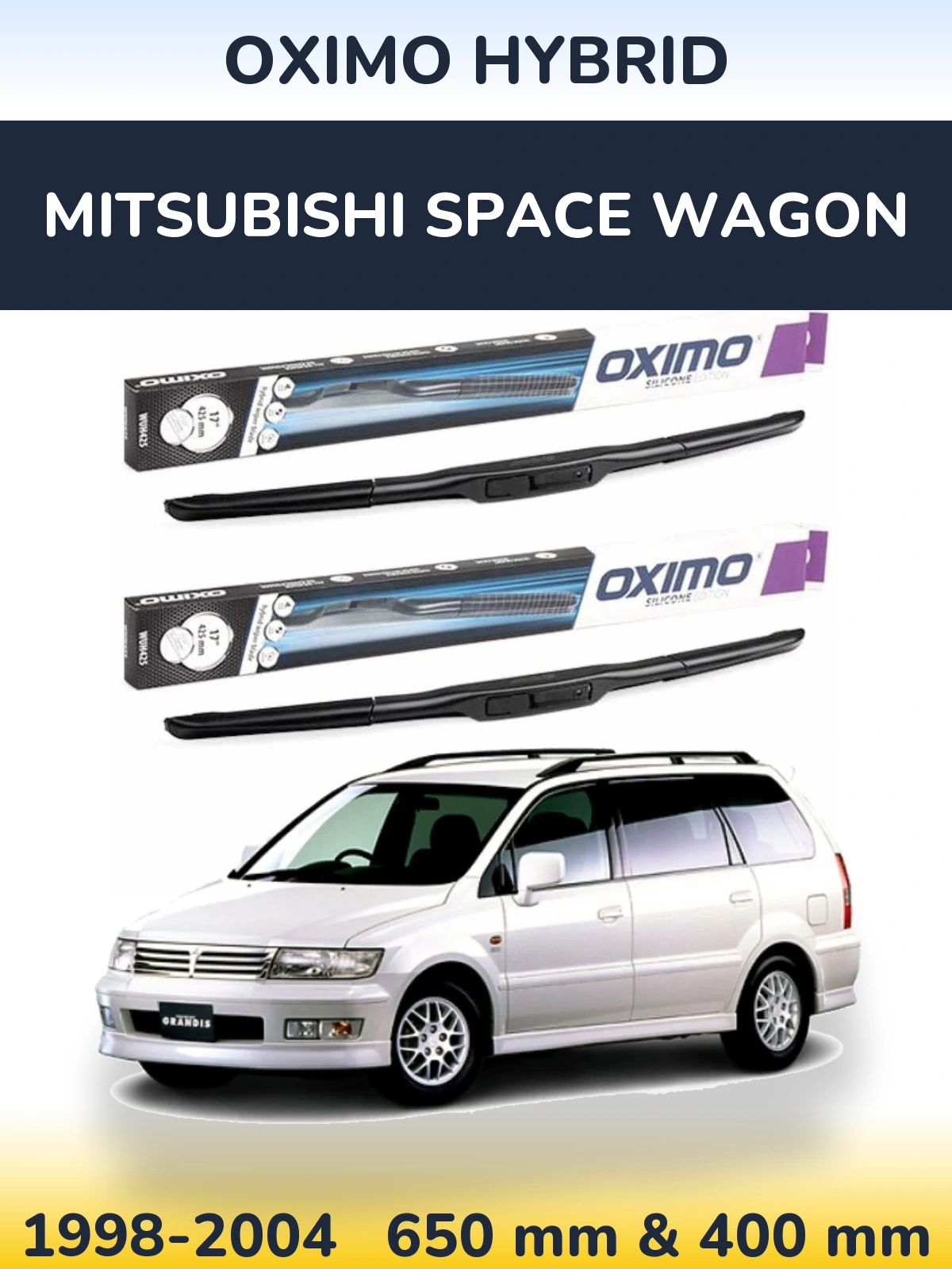 Комплект передних дворников Oximo Hybrid 650 & 400 мм для Mitsubishi Space Wagon 1998-2004