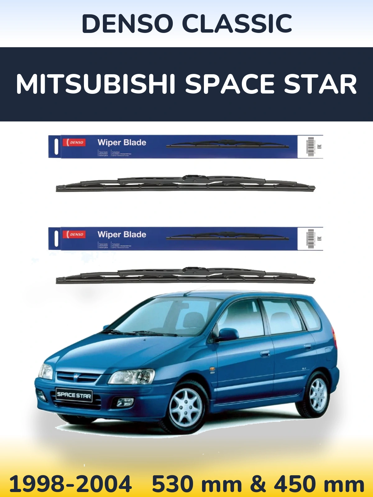 Komplet przednich wycieraczek Denso Classic 530 & 450 mm do Mitsubishi Space Star 1998-2004
