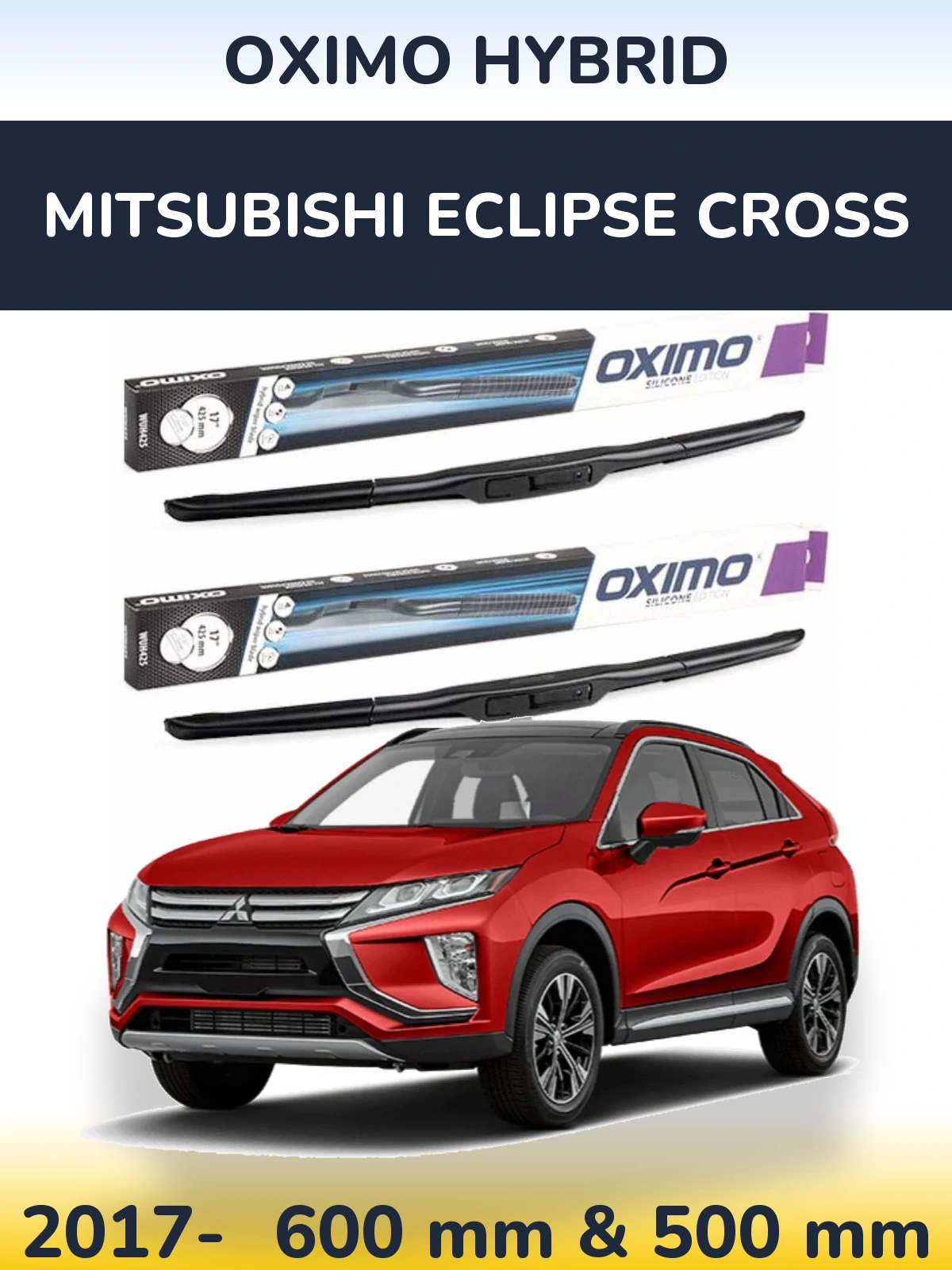 Комплект передних дворников Oximo Hybrid 600 & 500 мм для Mitsubishi Eclipse Cross 2017-2026