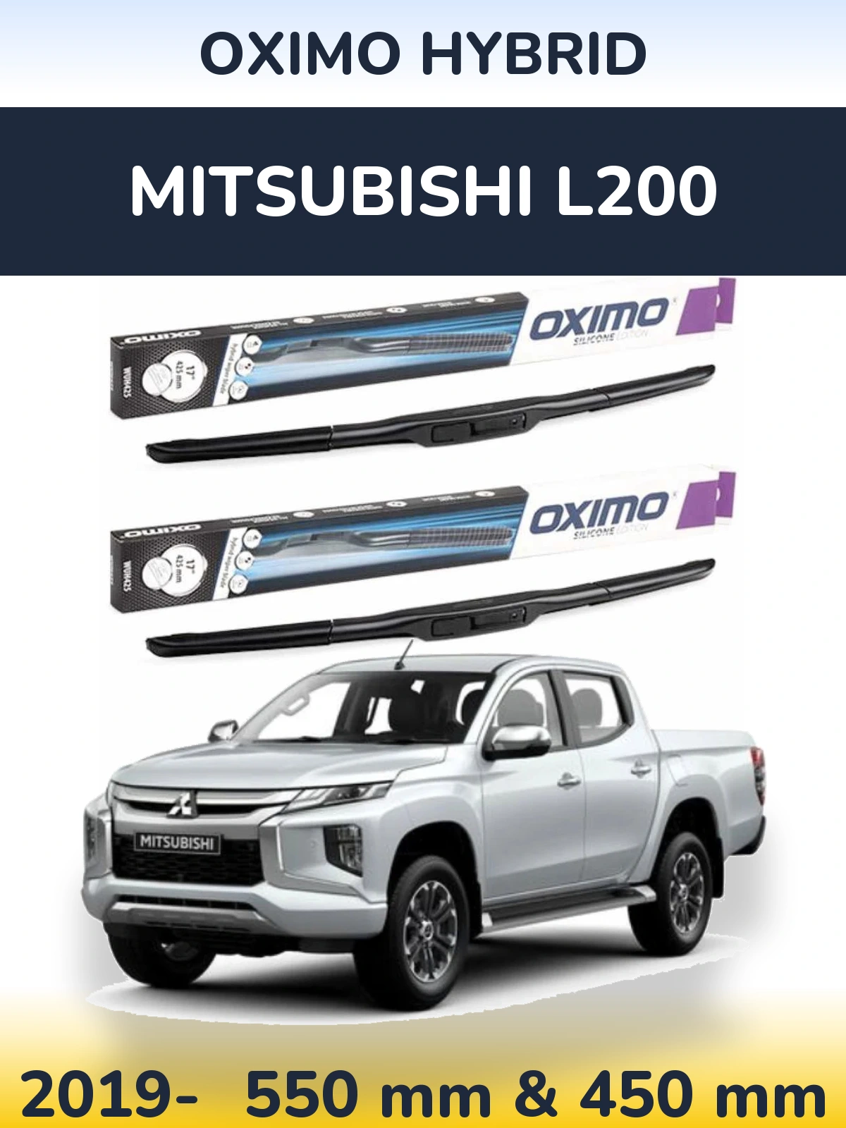 Komplet przednich wycieraczek Oximo Hybrid 550 & 450 mm do Mitsubishi L200 2019-2026