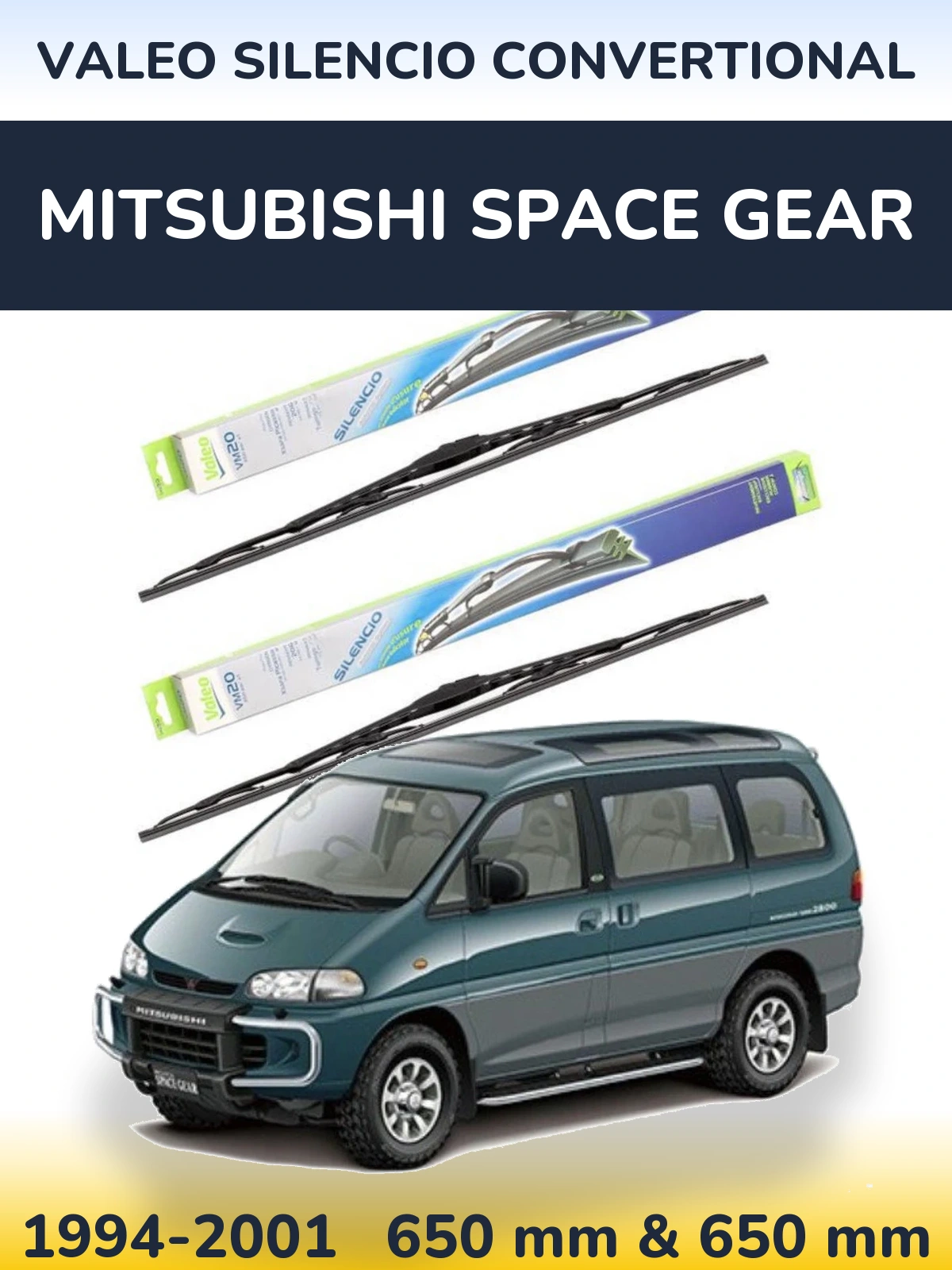 Комплект передних дворников Valeo Silencio Convertional 650 & 650 мм для Mitsubishi Space Gear 1994-2001