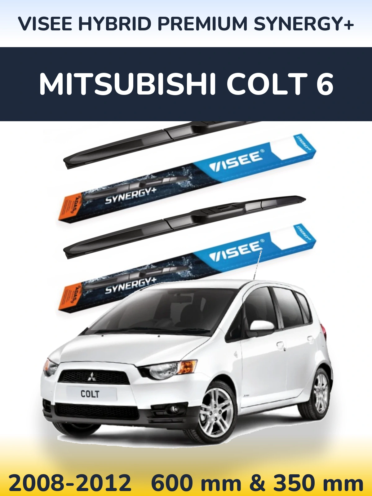 Комплект передних дворников VISEE HYBRID PREMIUM SYNERGY+ 600 & 350 мм для Mitsubishi Colt 6 2008-2012