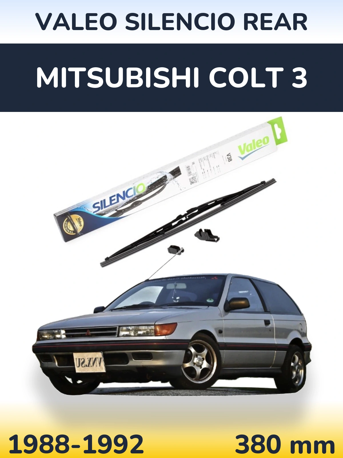 Rear wiper blade Valeo Silencio Rear 380 mm for Mitsubishi Colt 3 1988-1992