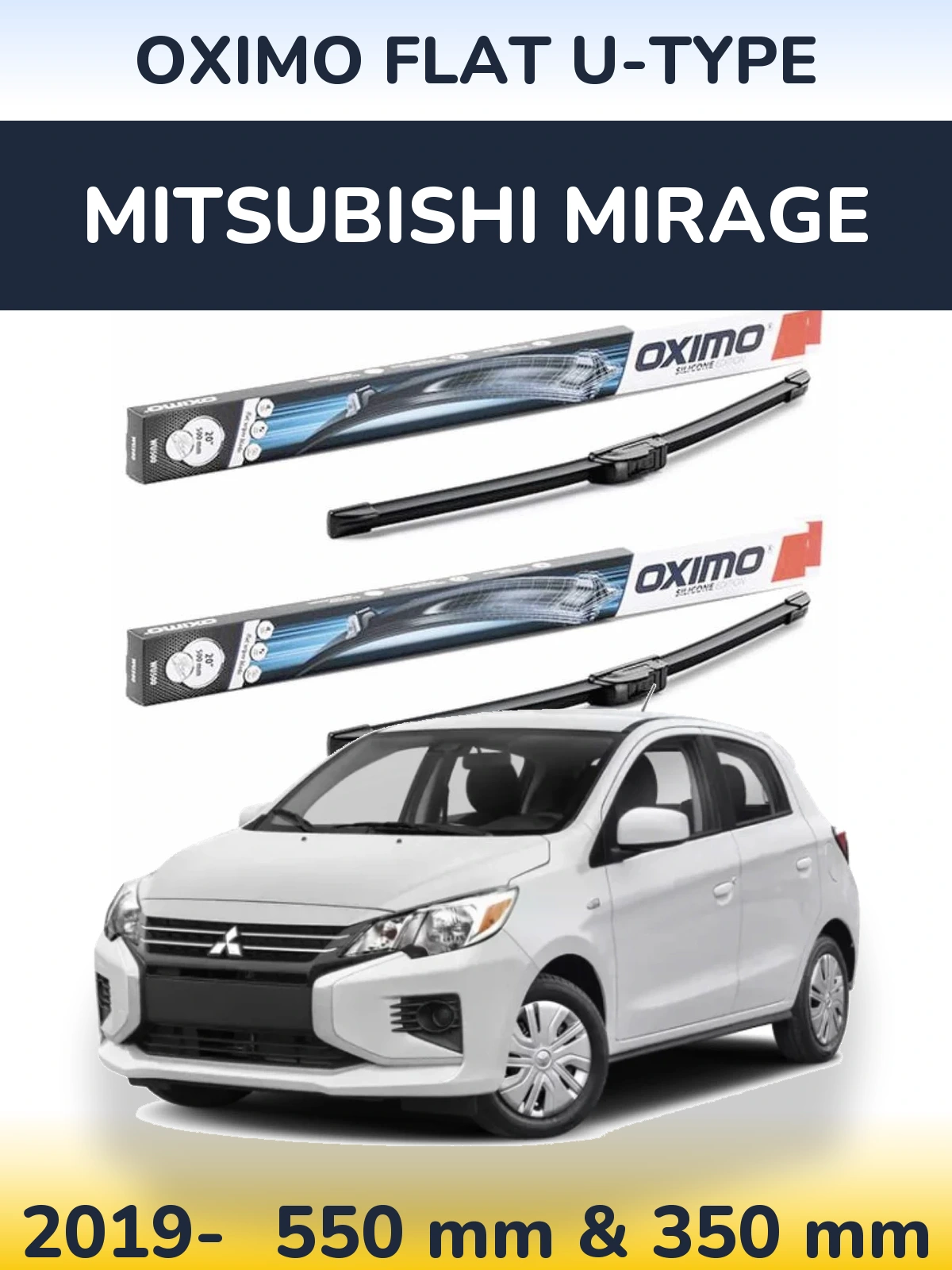 Komplet przednich wycieraczek Oximo Flat U-type 550 & 350 mm do Mitsubishi Mirage 2019-2026