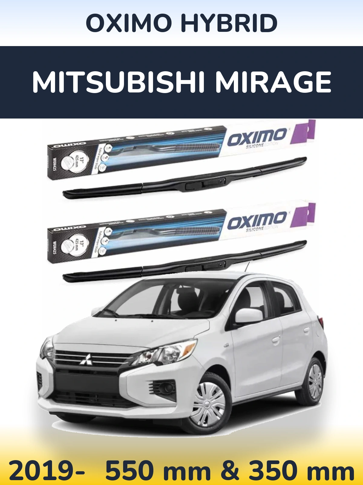 Komplet przednich wycieraczek Oximo Hybrid 550 & 350 mm do Mitsubishi Mirage 2019-2026