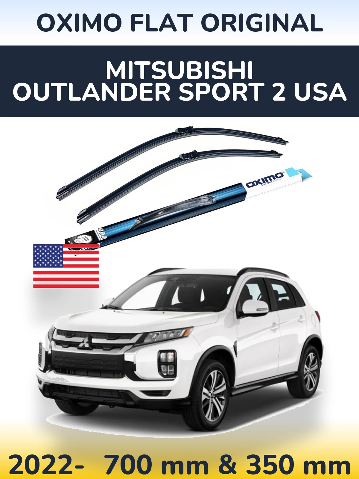 Комплект передніх щіток Oximo Flat Original 700 & 350 мм для Mitsubishi Outlander Sport 2 USA 2022-2026
