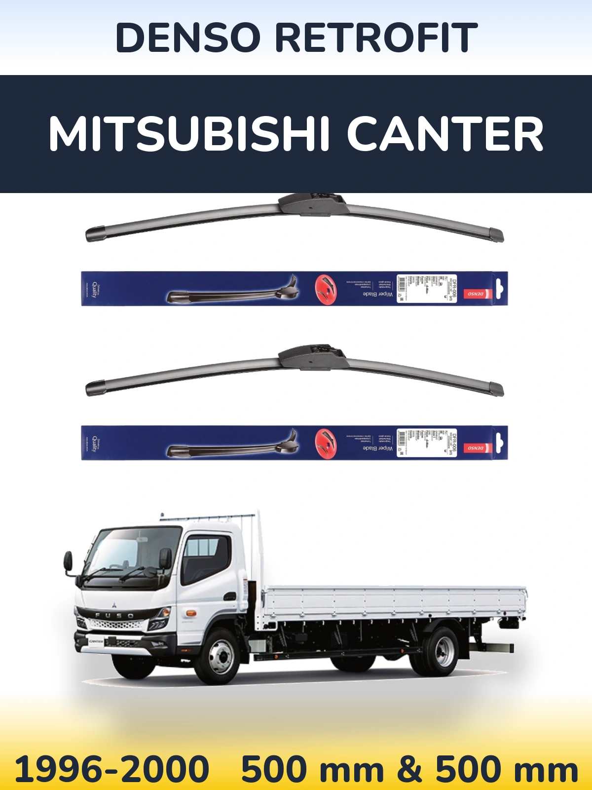 Komplet przednich wycieraczek Denso Retrofit 500 & 500 mm do Mitsubishi Canter 1996-2000