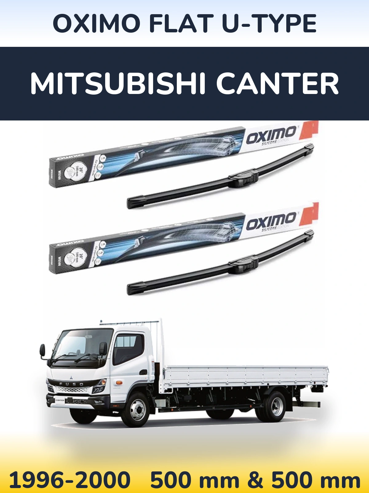 Комплект передних дворников Oximo Flat U-type 500 & 500 мм для Mitsubishi Canter 1996-2000