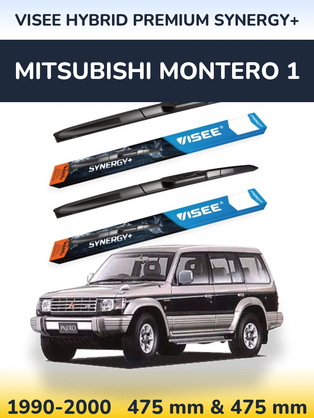 Komplet przednich wycieraczek VISEE HYBRID PREMIUM SYNERGY+ 475 & 475 mm do Mitsubishi Montero 1 1990-2000