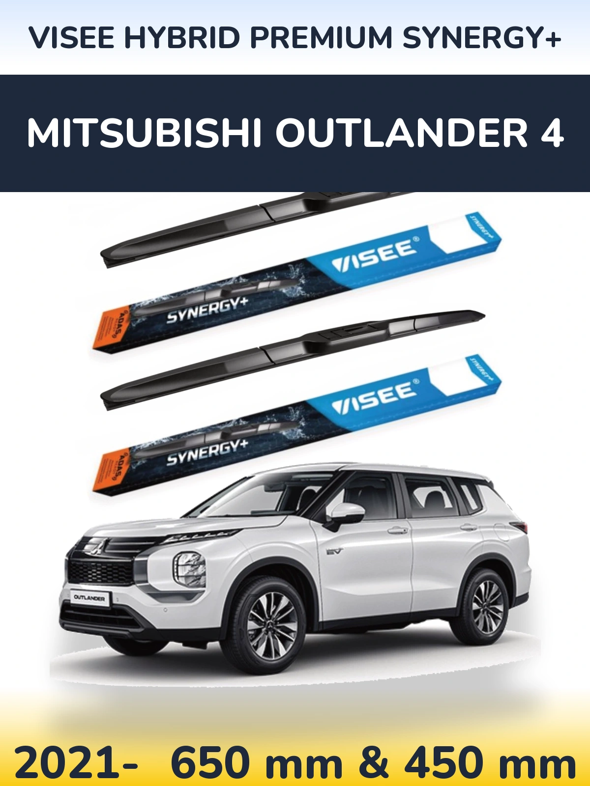 Komplet przednich wycieraczek VISEE HYBRID PREMIUM SYNERGY+ 650 & 450 mm do Mitsubishi Outlander 4 2021-2026