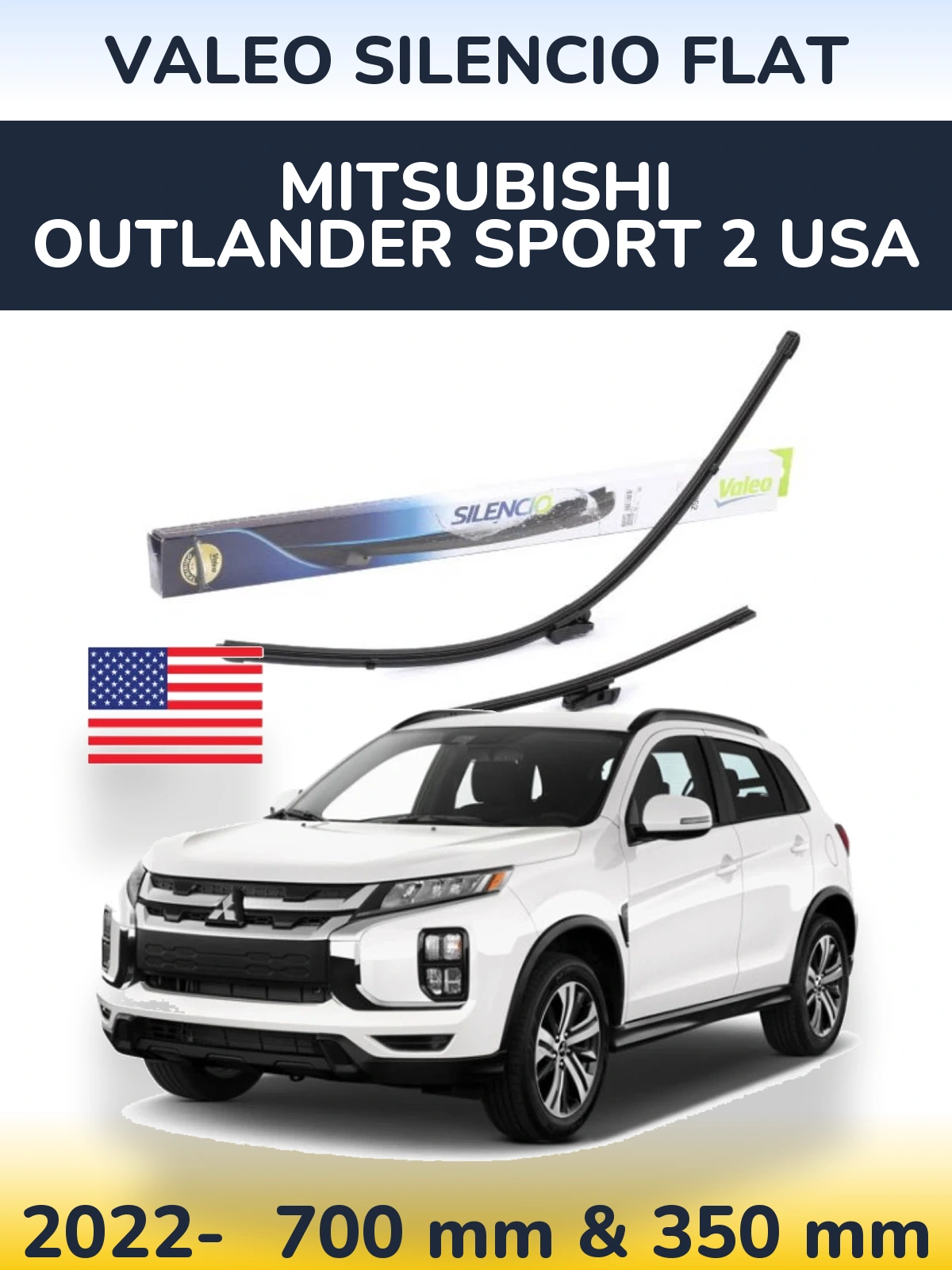 Komplet przednich wycieraczek Valeo Silencio Flat 700 & 350 mm do Mitsubishi Outlander Sport 2 USA 2022-2026